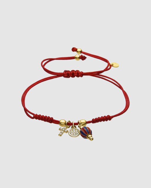 Imagem 0 de Pulseira Pide Un Deseo Acabada em Ouro de 18k com Lacado em Vermelho