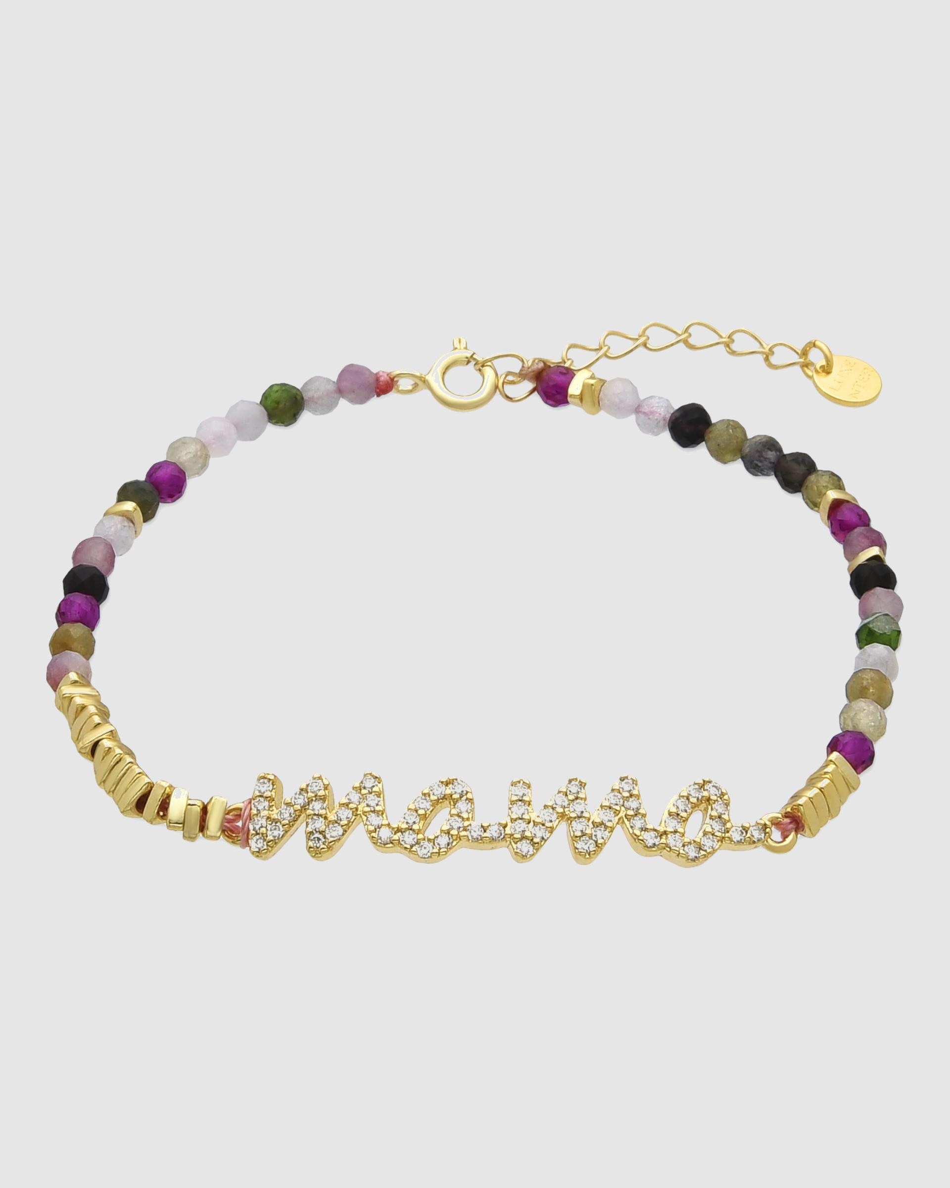 Pulseira de Corrente Acabada em Ouro de 18 Quilates com Turmalina Multicolor Ouro-1