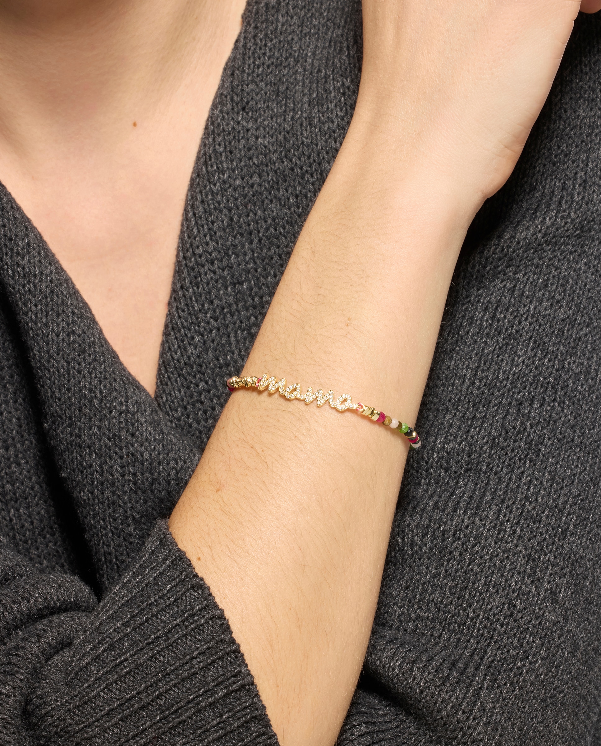 Pulseira de Corrente Acabada em Ouro de 18 Quilates com Turmalina Multicolor Ouro-2