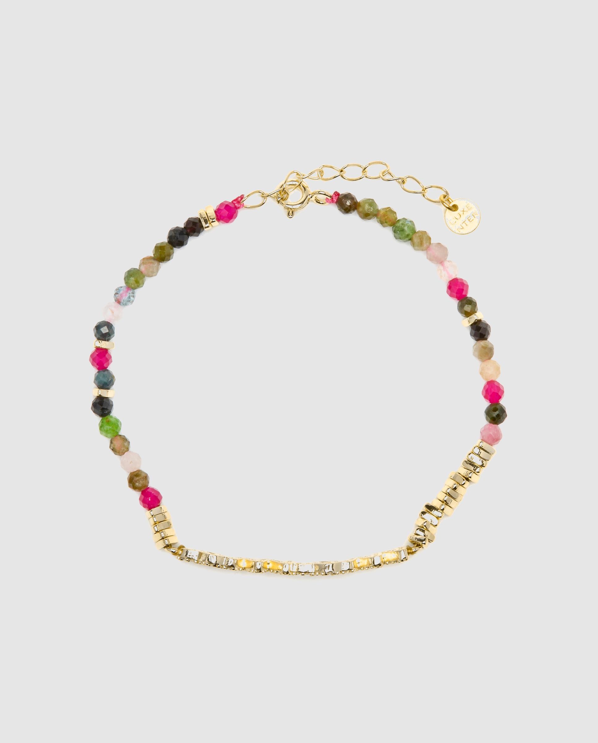 Pulseira de Corrente Acabada em Ouro de 18 Quilates com Turmalina Multicolor Ouro-3