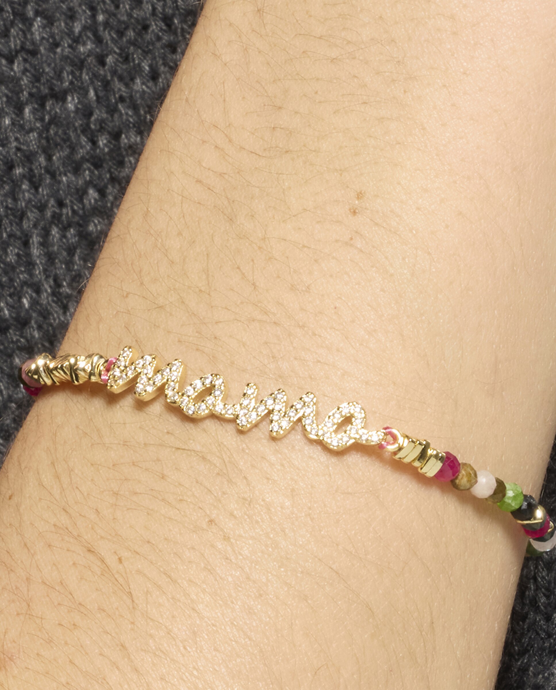 Pulseira de Corrente Acabada em Ouro de 18 Quilates com Turmalina Multicolor Ouro-4