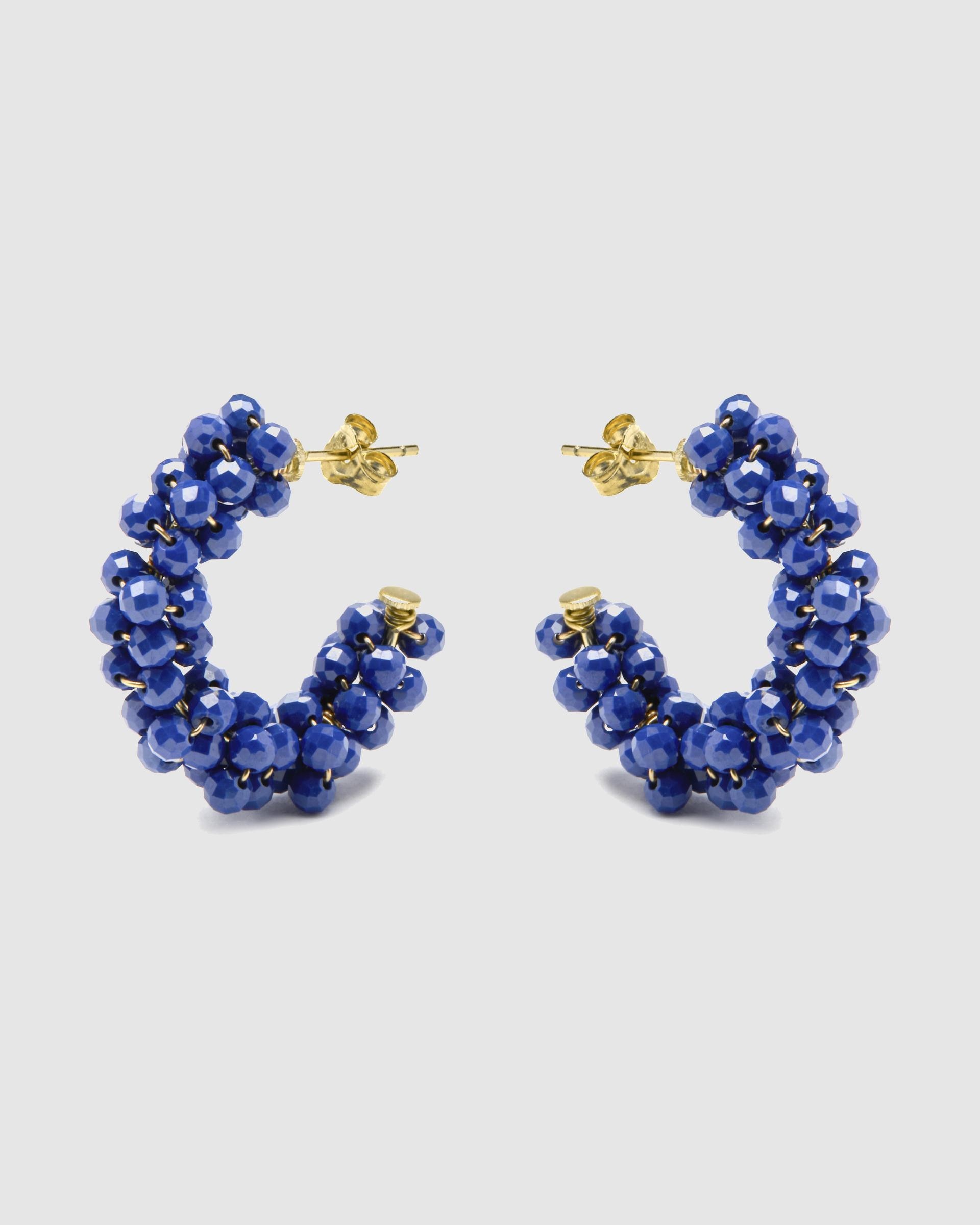 Brincos de Aro Pide Un Deseo de Prata de Lei 925 com Acabamento em Ouro de 18 Quilates com Zirconita Safira Azul-escuro-4