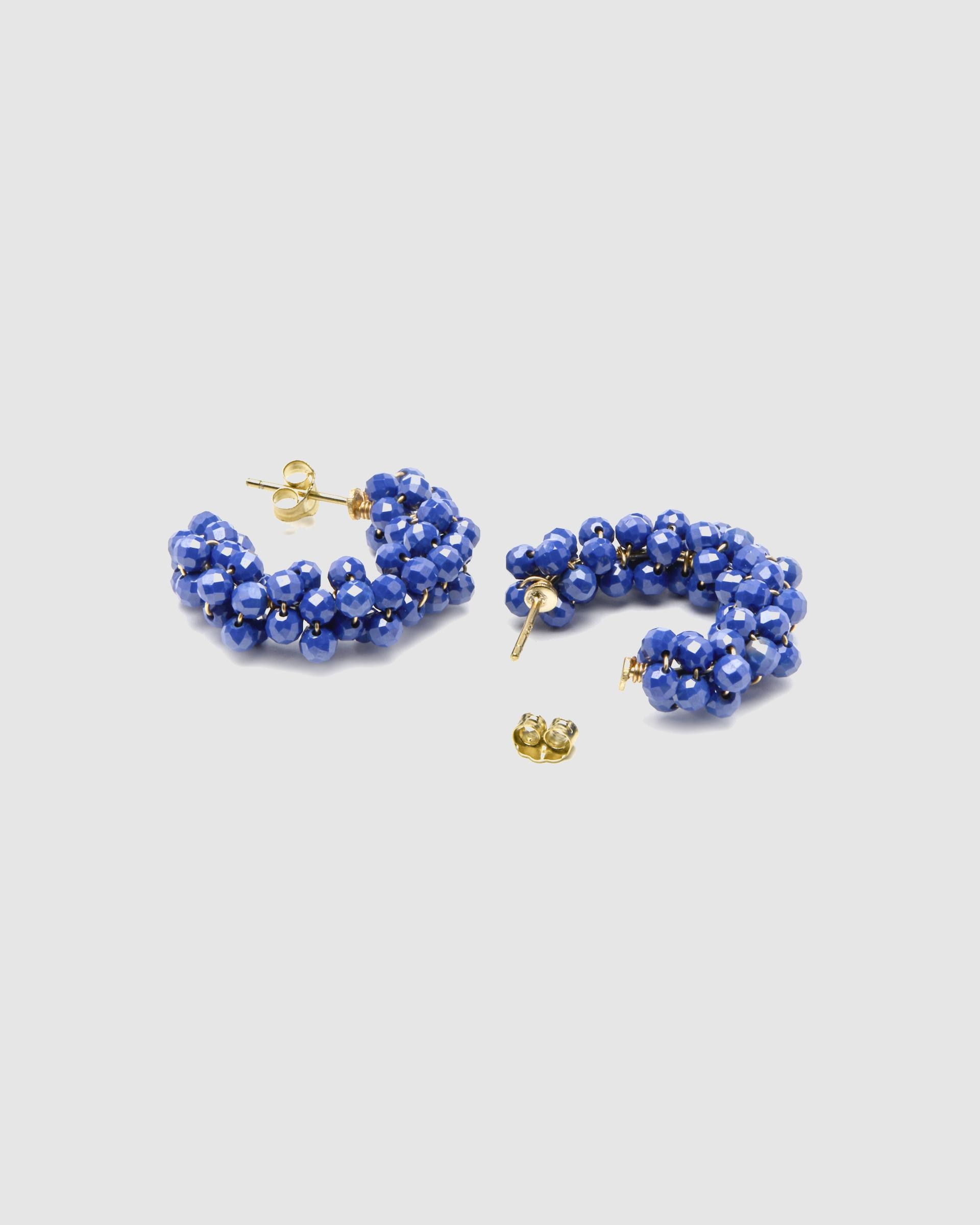 Brincos de Aro Pide Un Deseo de Prata de Lei 925 com Acabamento em Ouro de 18 Quilates com Zirconita Safira Azul-escuro-6
