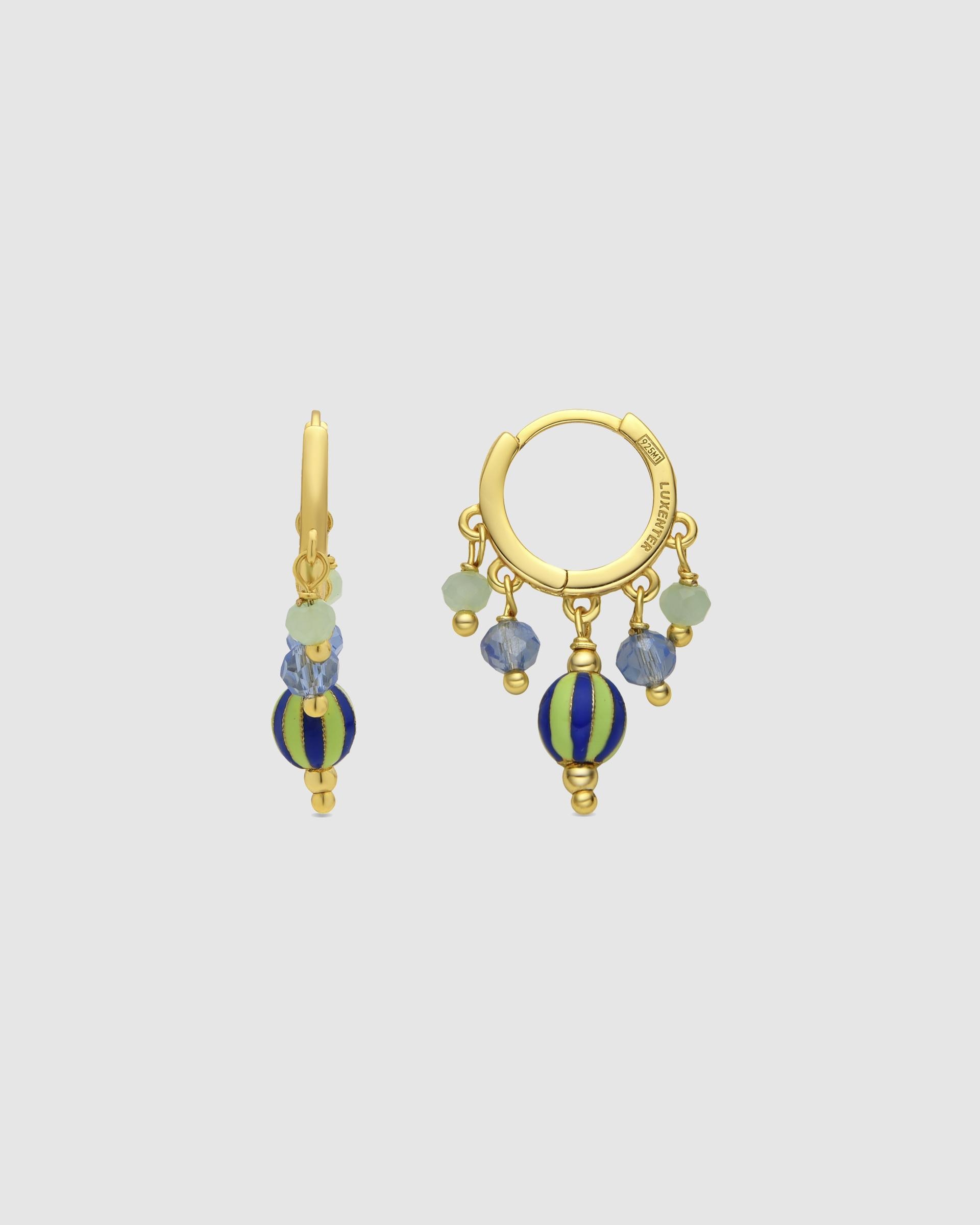 Brincos de Aro Pide Un Deseo de Prata de Lei 925 com Acabamento em Ouro de 18 Quilates com Lacado Multicolor Ouro-1