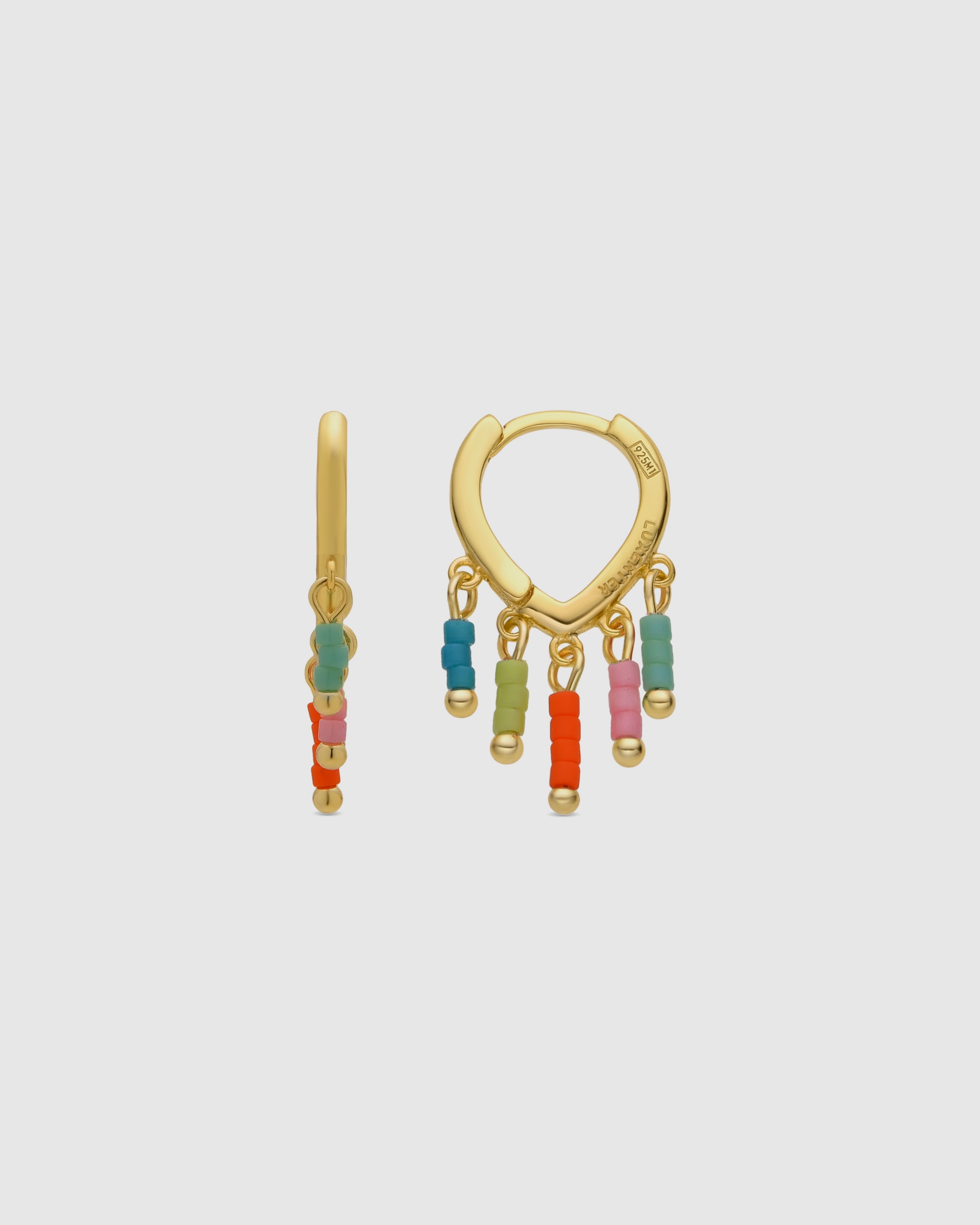 Brincos de Aro Pide Un Deseo de Prata de Lei 925 com Acabamento em Ouro de 18 Quilates com Lacado Multicolor Ouro-1