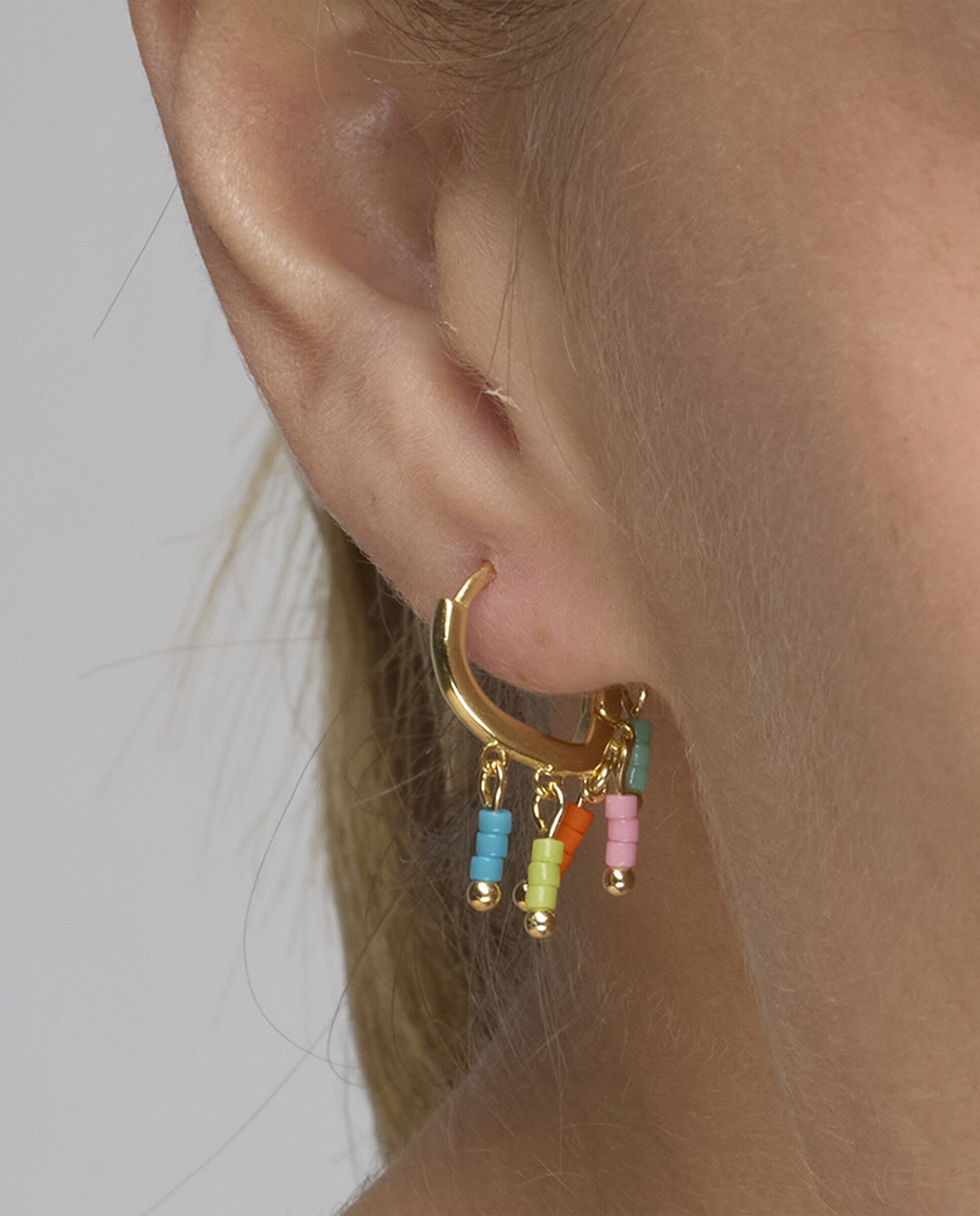Brincos de Aro Pide Un Deseo de Prata de Lei 925 com Acabamento em Ouro de 18 Quilates com Lacado Multicolor Ouro-4