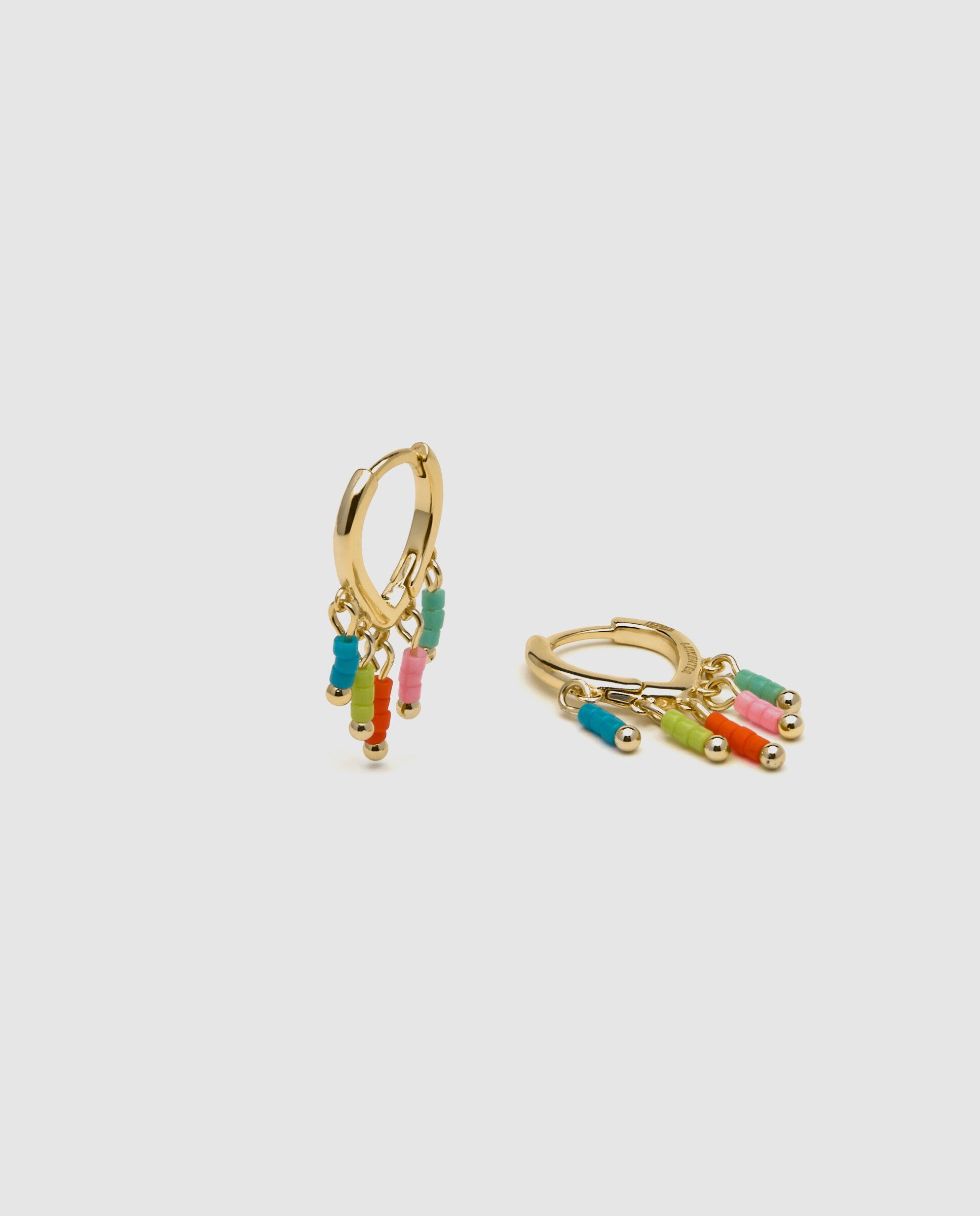 Brincos de Aro Pide Un Deseo de Prata de Lei 925 com Acabamento em Ouro de 18 Quilates com Lacado Multicolor Ouro-6