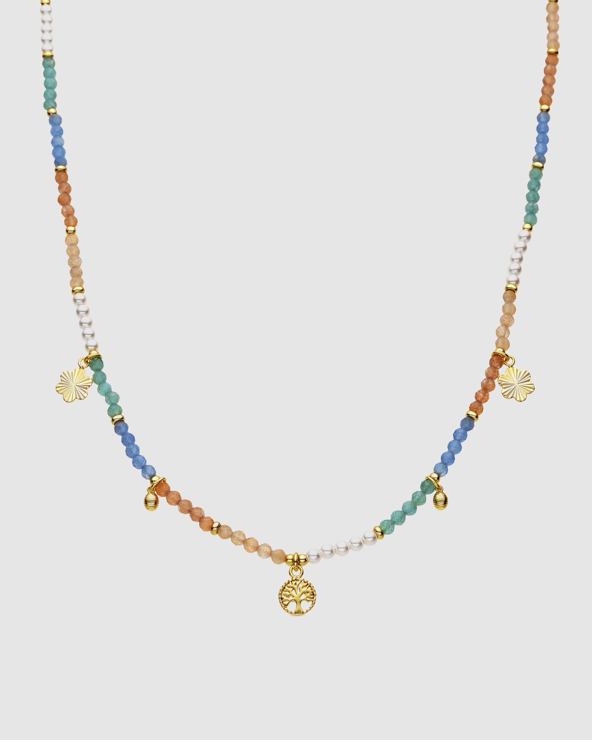 Colar Pide Un Desejo de Prata de Lei 925 com Acabamento em Ouro de 18 Quilates e Zirconita Multicolor Ouro-1