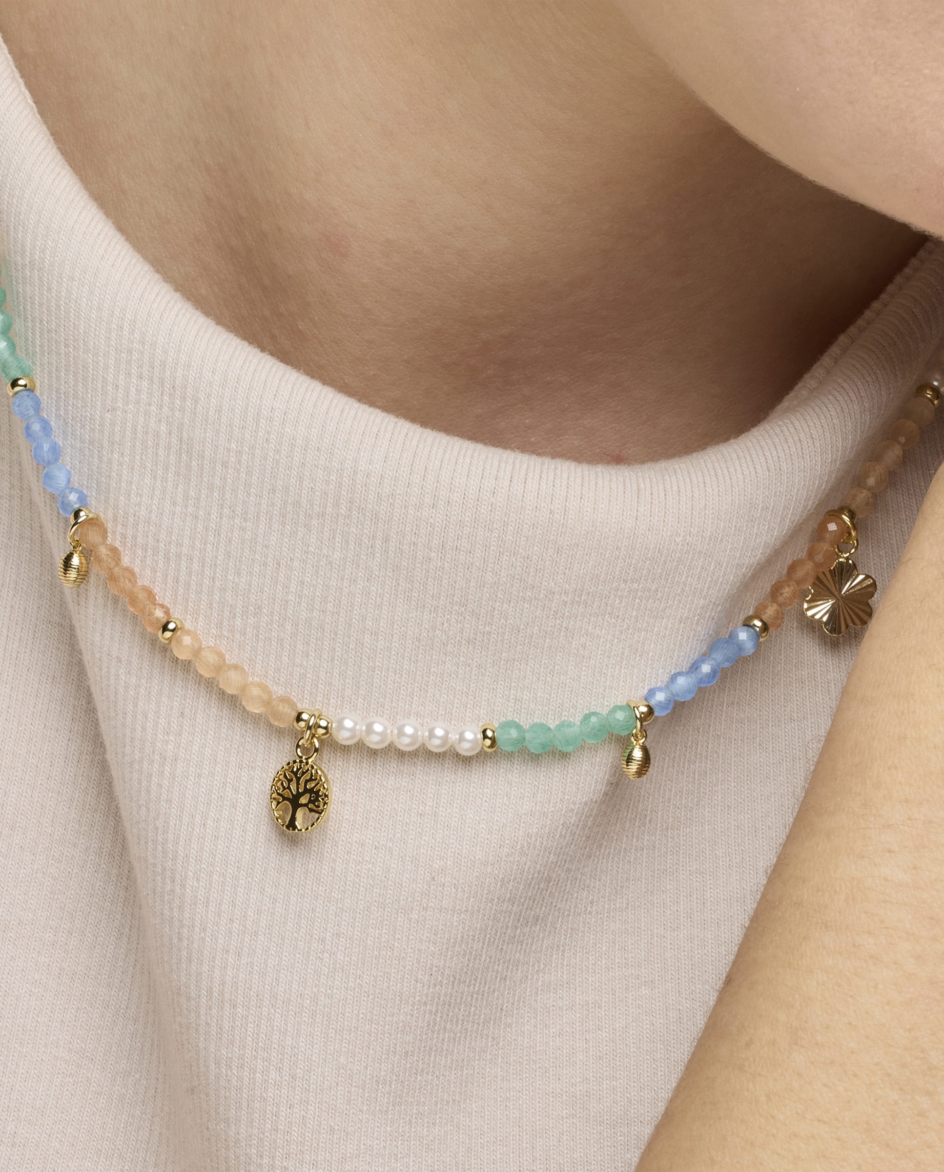 Colar Pide Un Desejo de Prata de Lei 925 com Acabamento em Ouro de 18 Quilates e Zirconita Multicolor Ouro-4