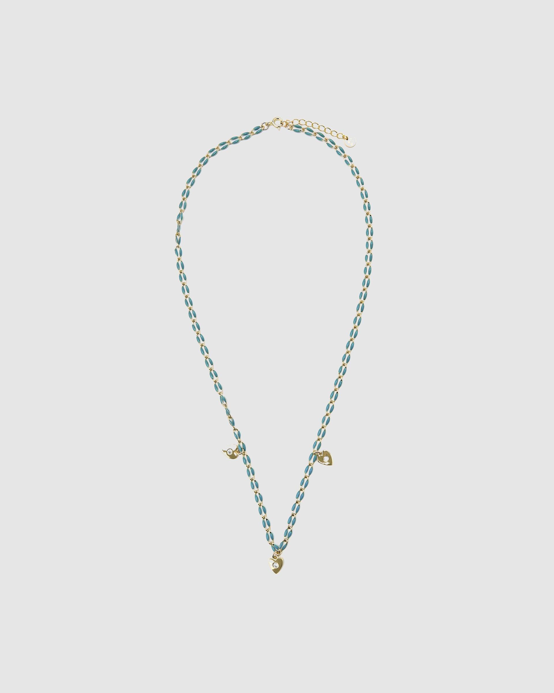 Colar Pide Un Desejo de Prata de Lei 925 com Acabamento em Ouro de 18 Quilates e Lacado Azul Ouro-3