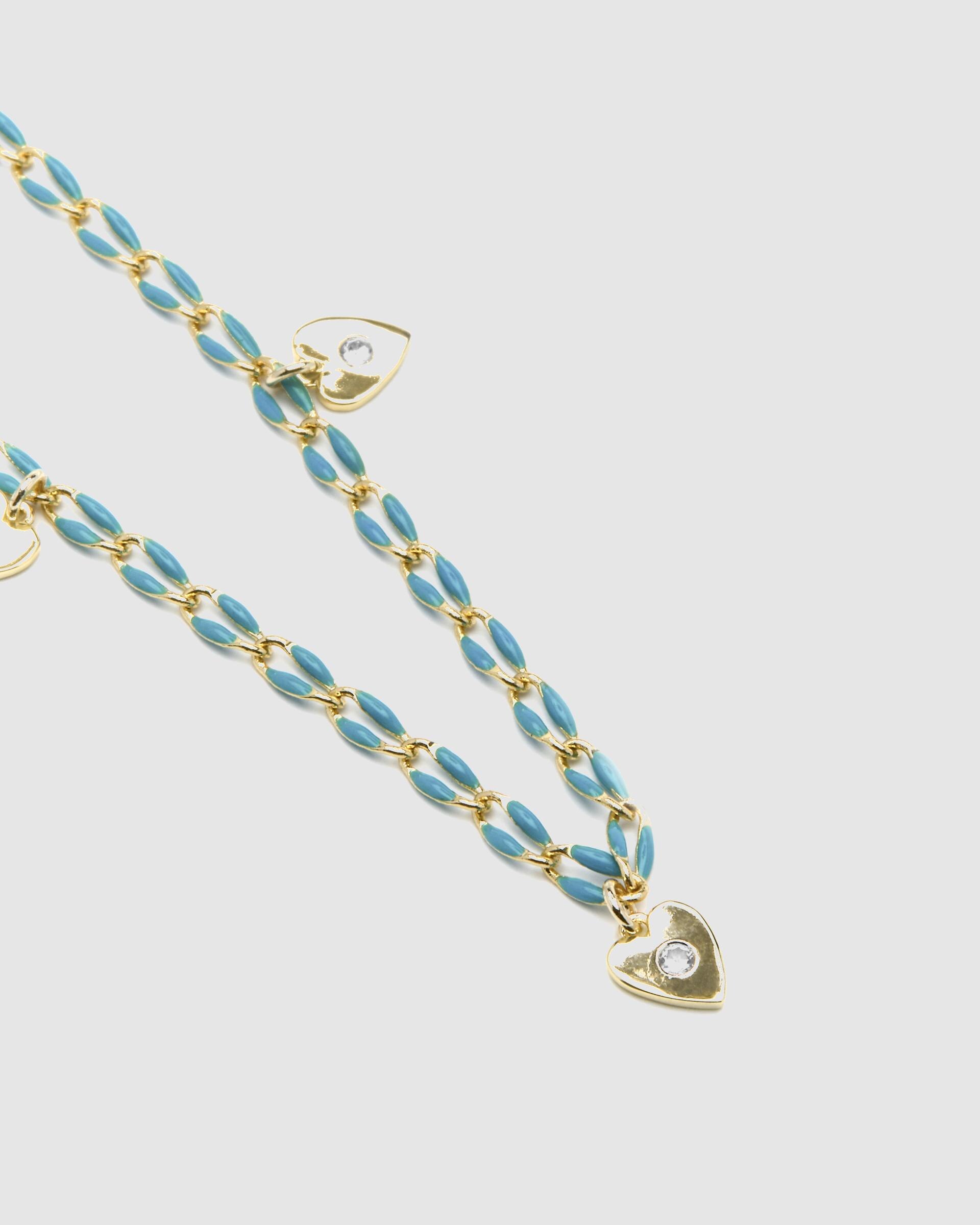 Colar Pide Un Desejo de Prata de Lei 925 com Acabamento em Ouro de 18 Quilates e Lacado Azul Ouro-5