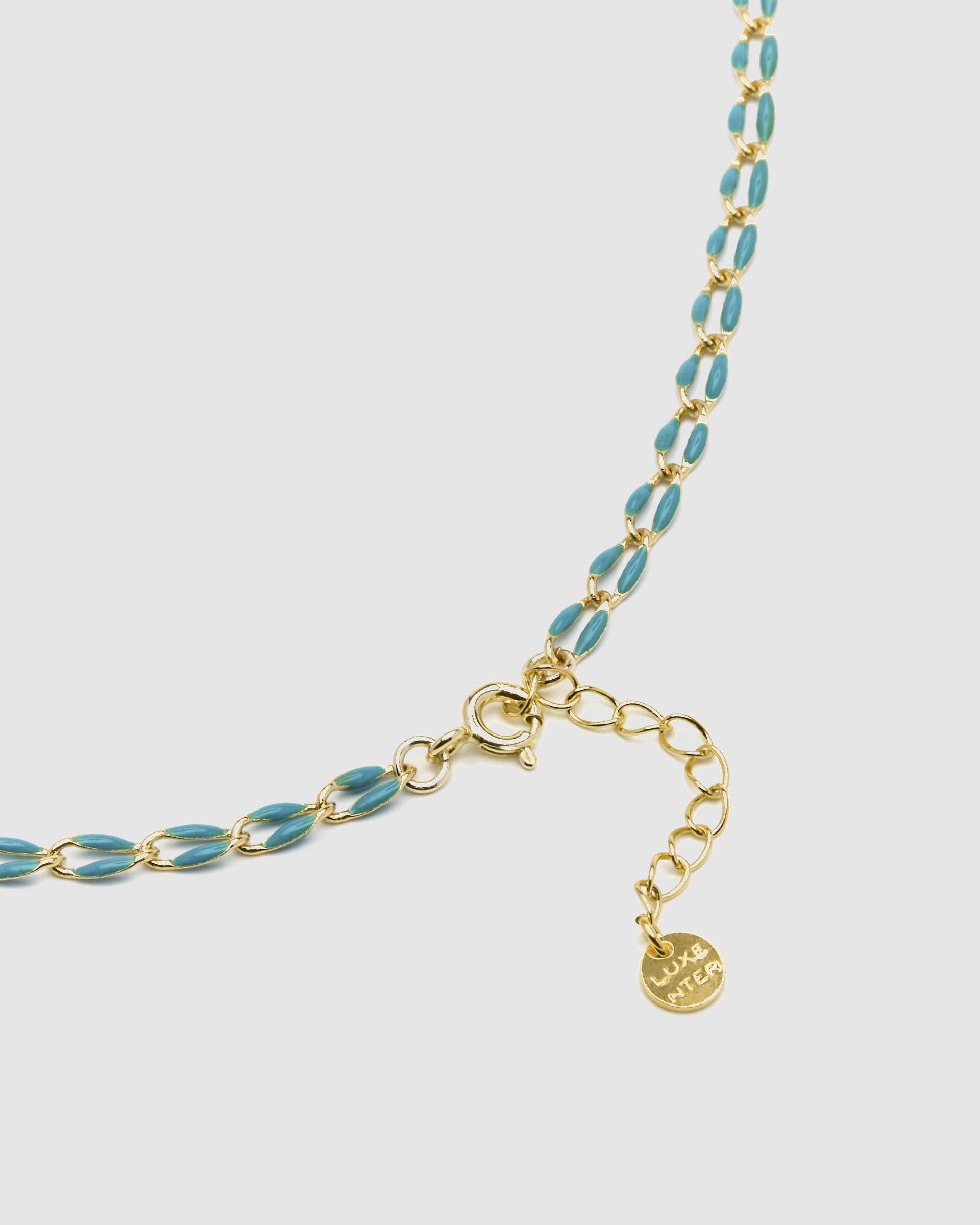 Colar Pide Un Desejo de Prata de Lei 925 com Acabamento em Ouro de 18 Quilates e Lacado Azul Ouro-6