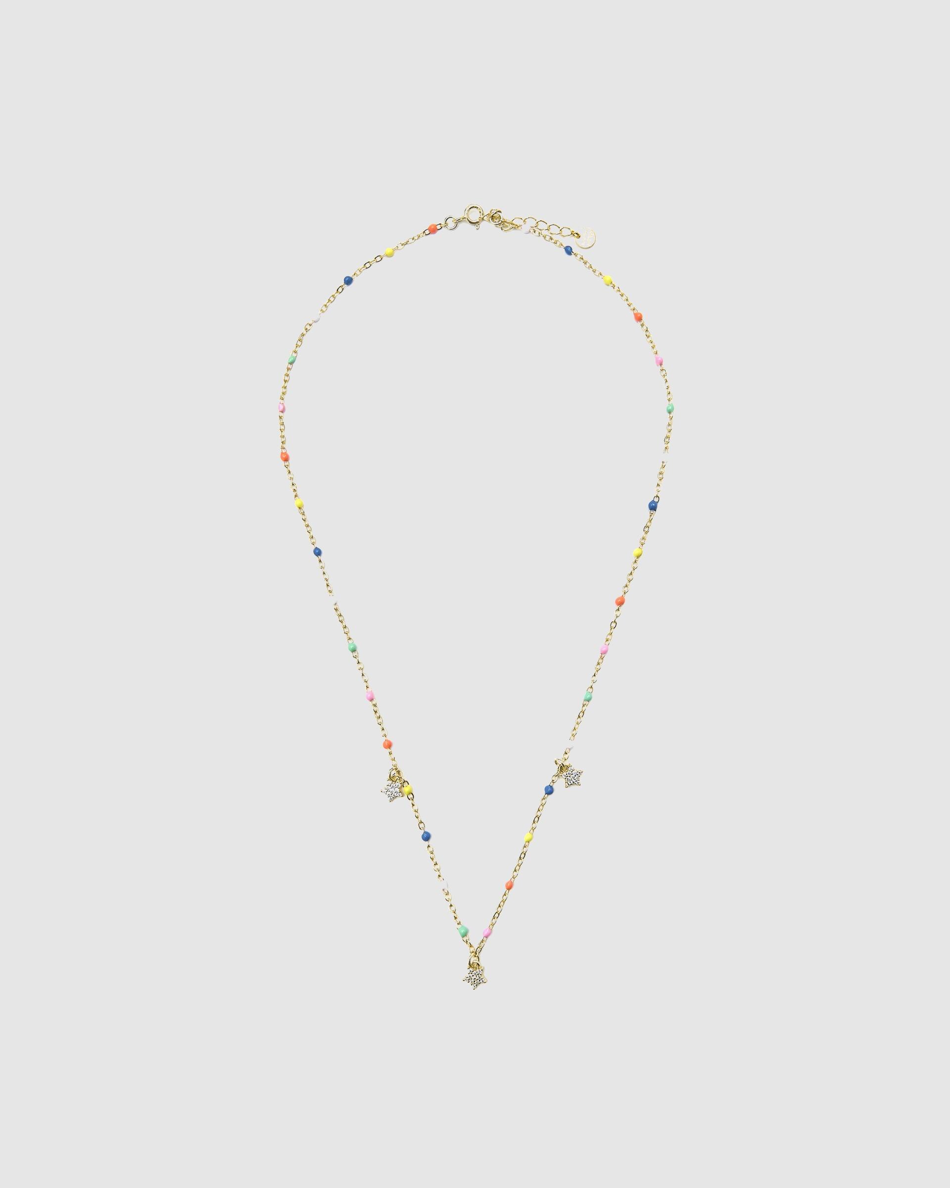 Colar Pide Un Desejo de Prata de Lei 925 com Acabamento em Ouro de 18 Quilates e Lacado Multicolor Ouro-3
