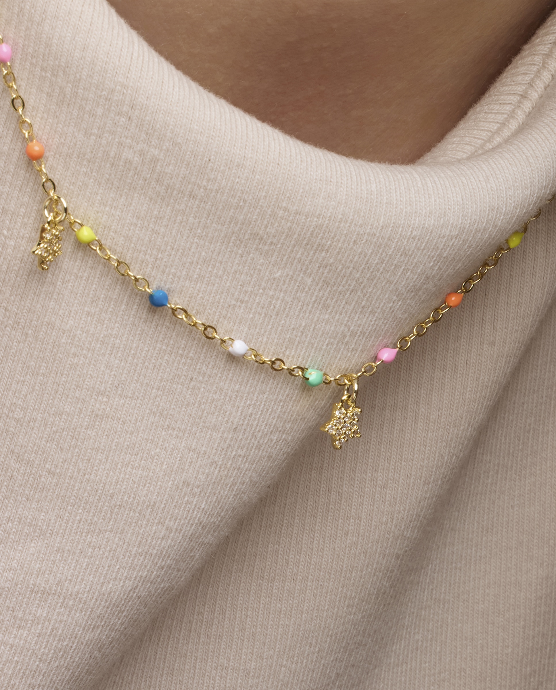 Colar Pide Un Desejo de Prata de Lei 925 com Acabamento em Ouro de 18 Quilates e Lacado Multicolor Ouro-4