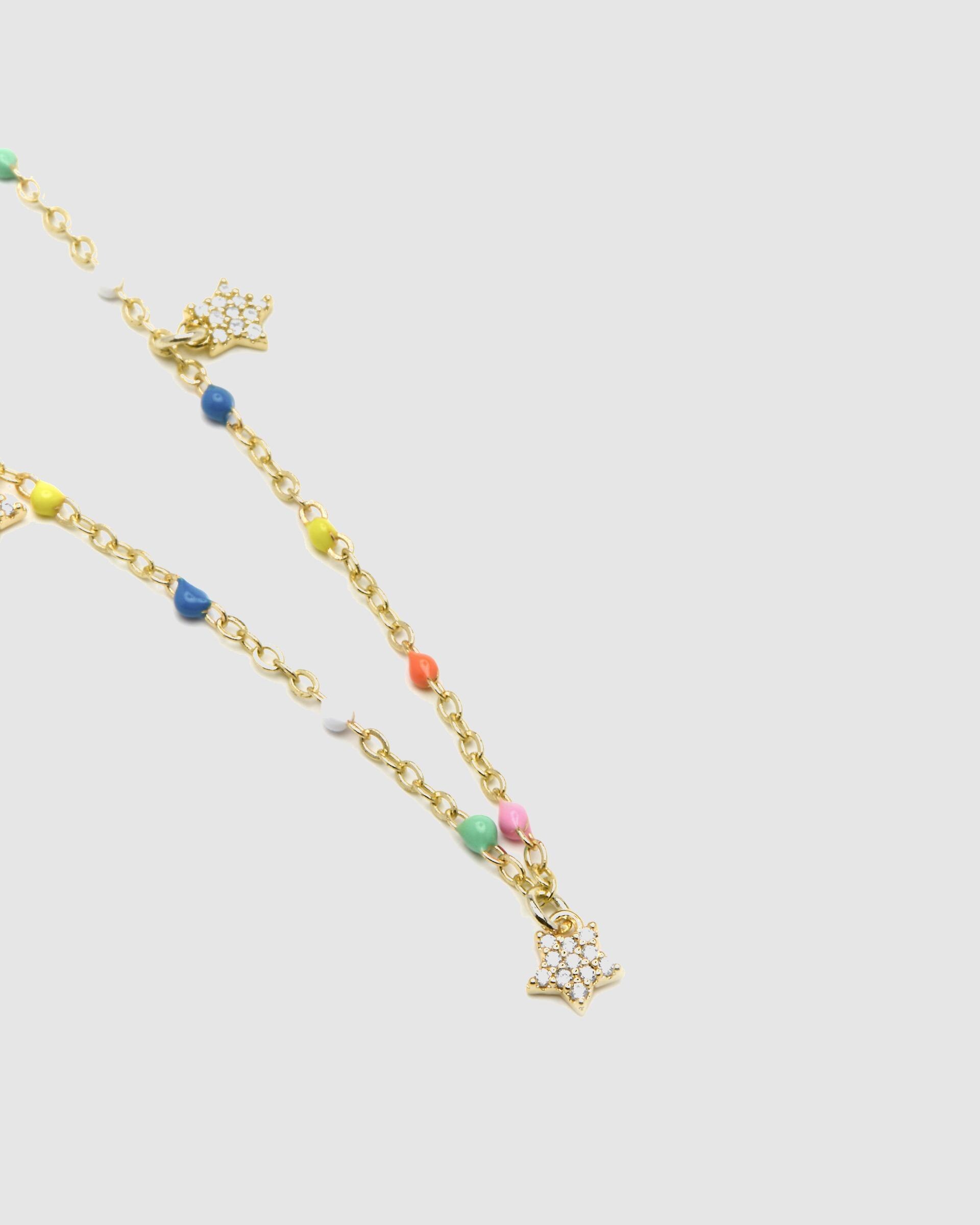Colar Pide Un Desejo de Prata de Lei 925 com Acabamento em Ouro de 18 Quilates e Lacado Multicolor Ouro-5