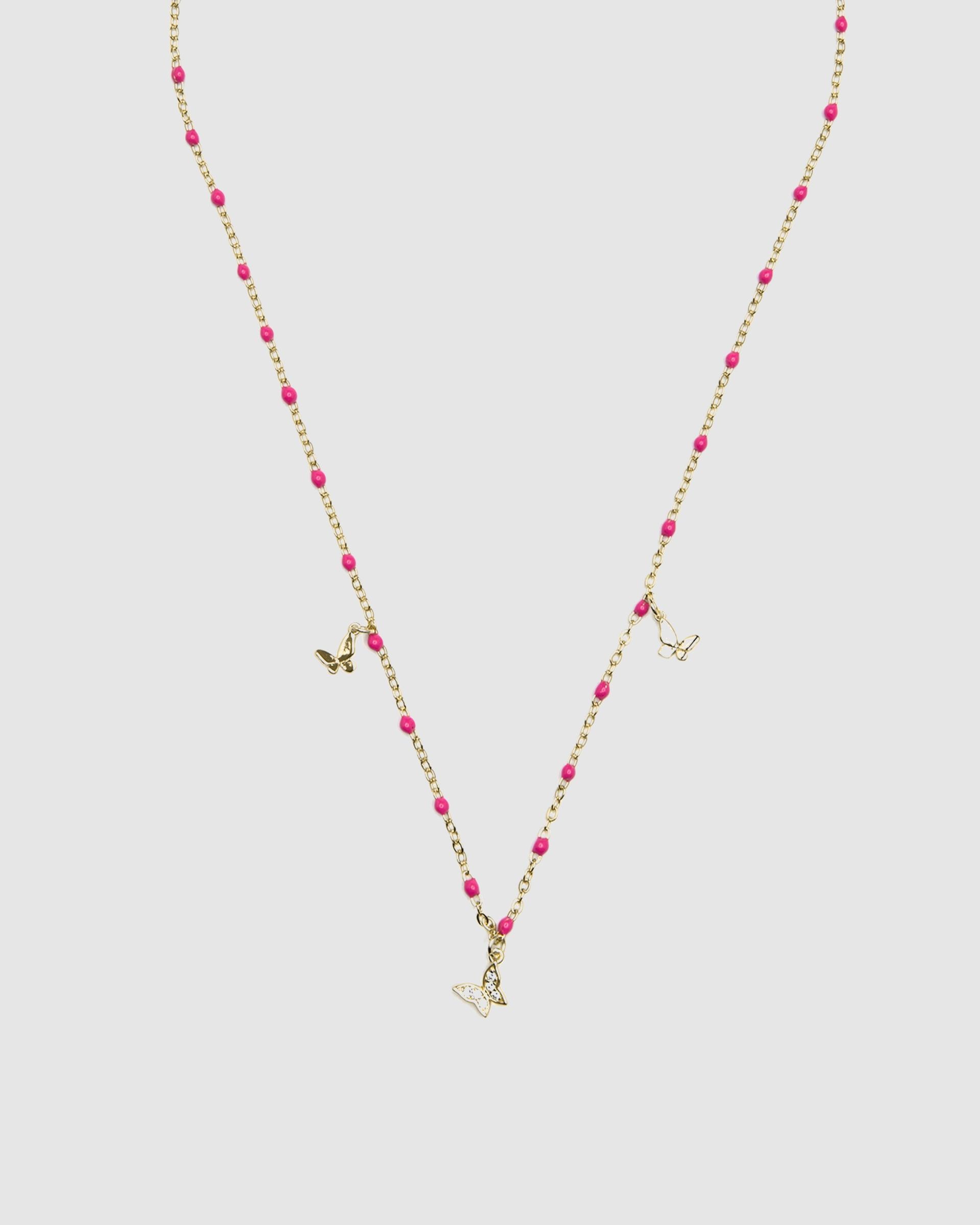 Colar Pide Un Deseo de Prata de Lei 925 com Acabamento em Ouro de 18 Quilates e Lacado Rosa Ouro-1