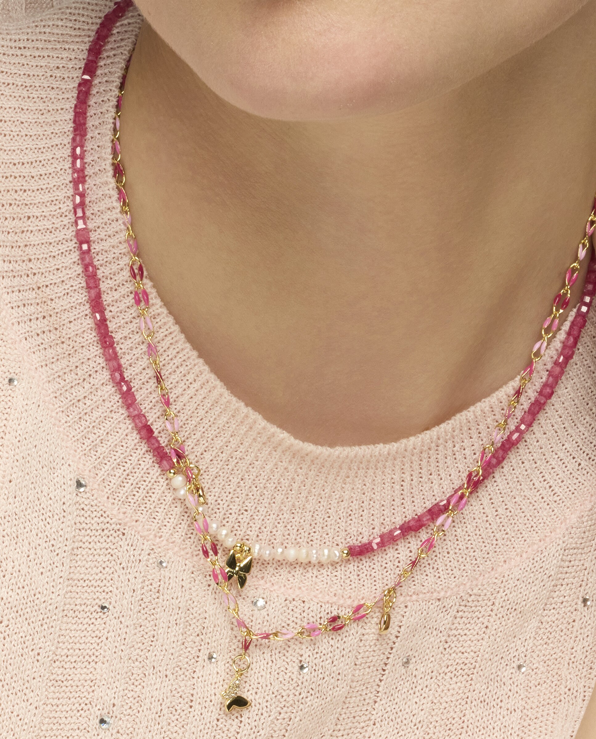 Colar Pide Un Deseo de Prata de Lei 925 com Acabamento em Ouro de 18 Quilates e Lacado Rosa Ouro-4