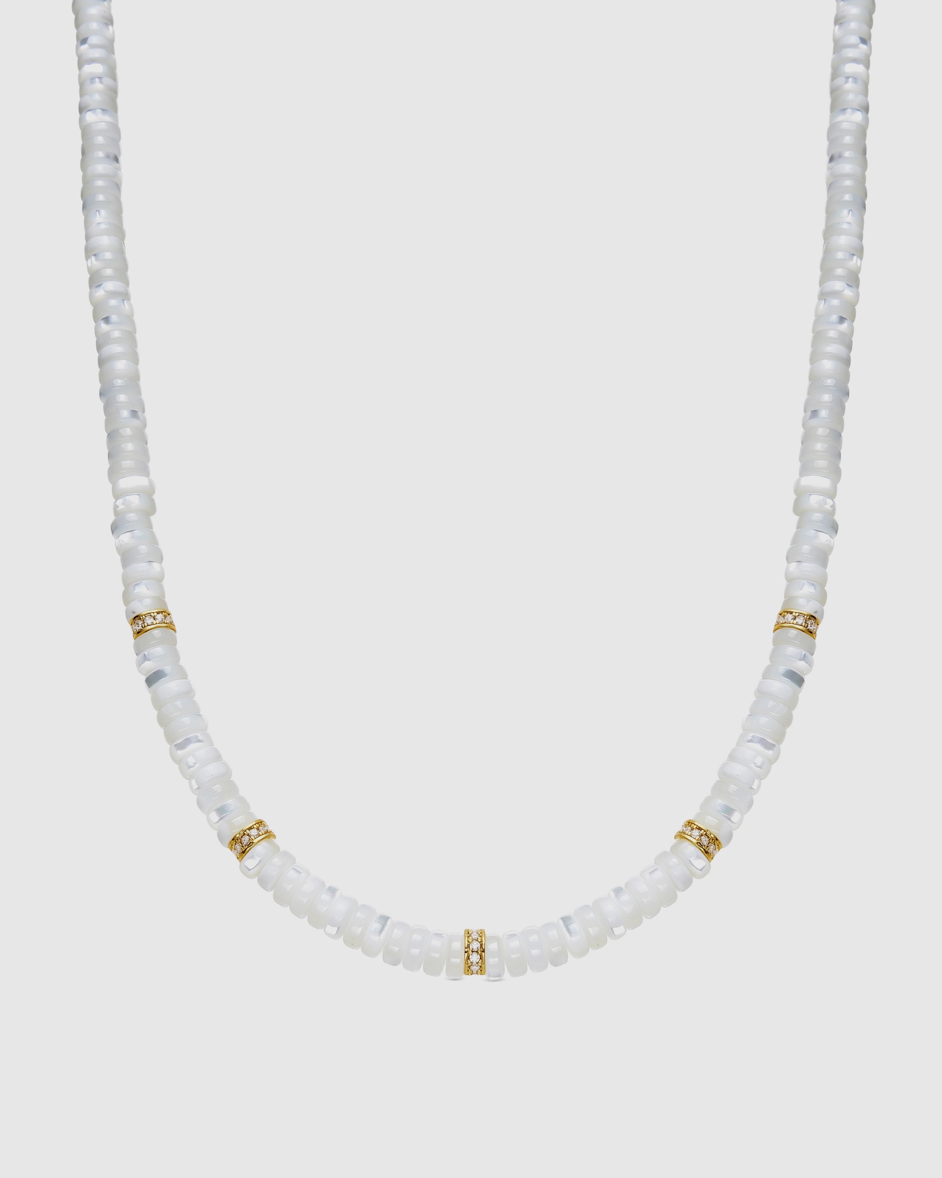 Colar Trendy de Prata de Lei 925 com Acabamento em Ouro de 18 Quilates e Madrepérola Branca Ouro-1