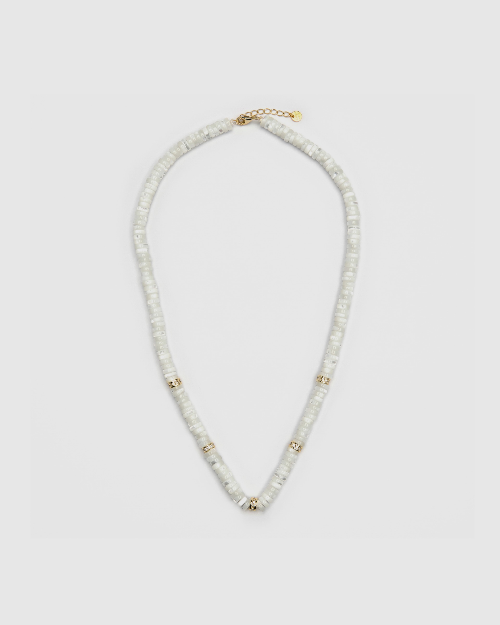 Colar Trendy de Prata de Lei 925 com Acabamento em Ouro de 18 Quilates e Madrepérola Branca Ouro-3