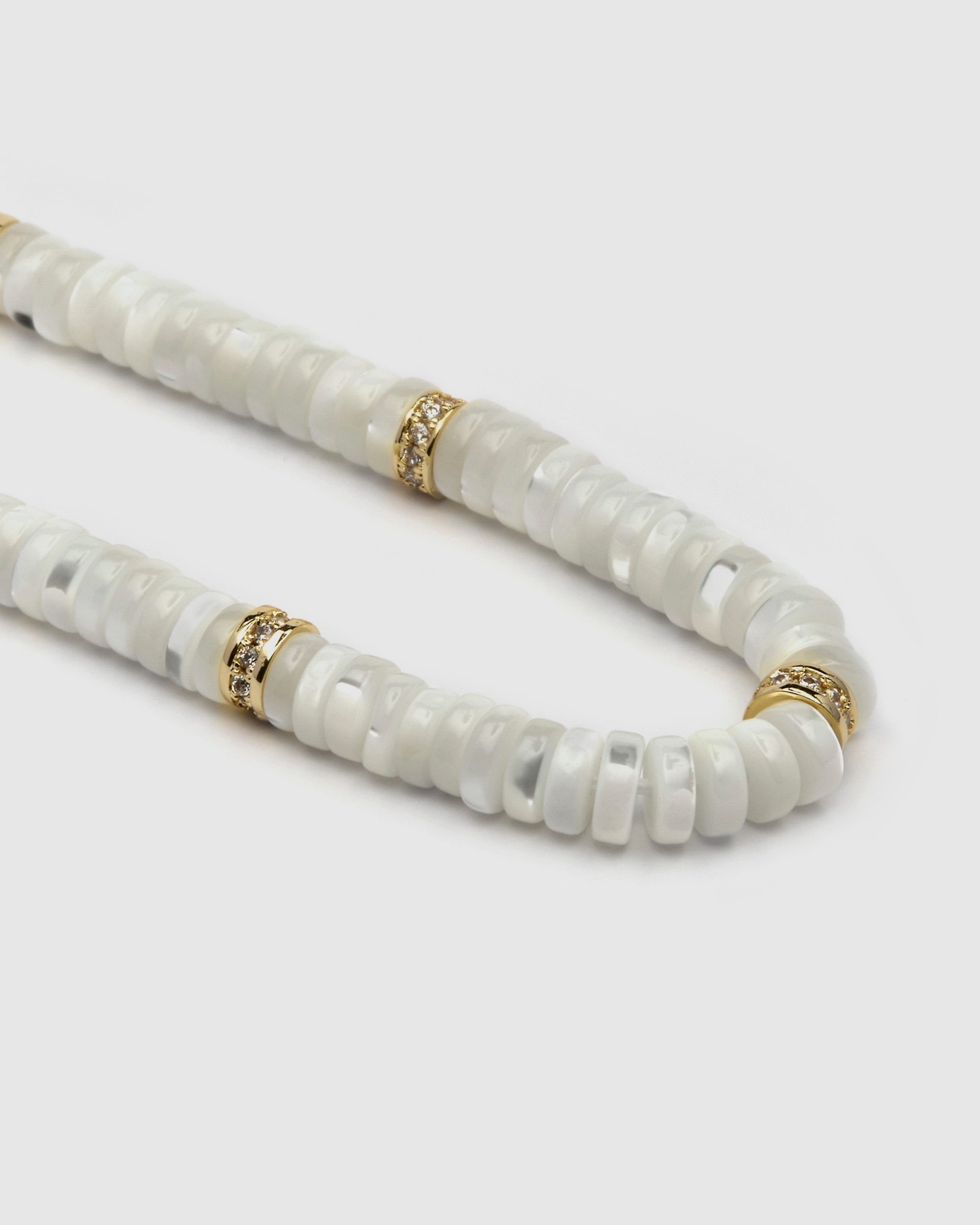 Colar Trendy de Prata de Lei 925 com Acabamento em Ouro de 18 Quilates e Madrepérola Branca Ouro-5