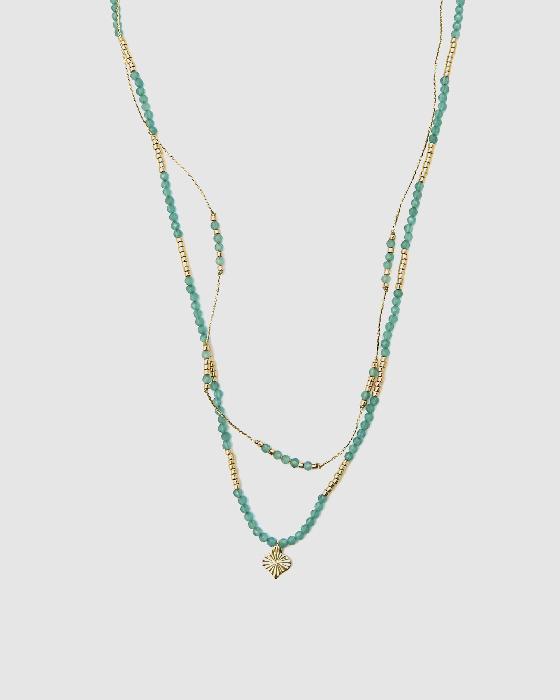 Colar Pide Un Desejo de Prata de Lei 925 com Acabamento em Ouro de 18 Quilates e Zirconita Esmeralda Turquesa-1