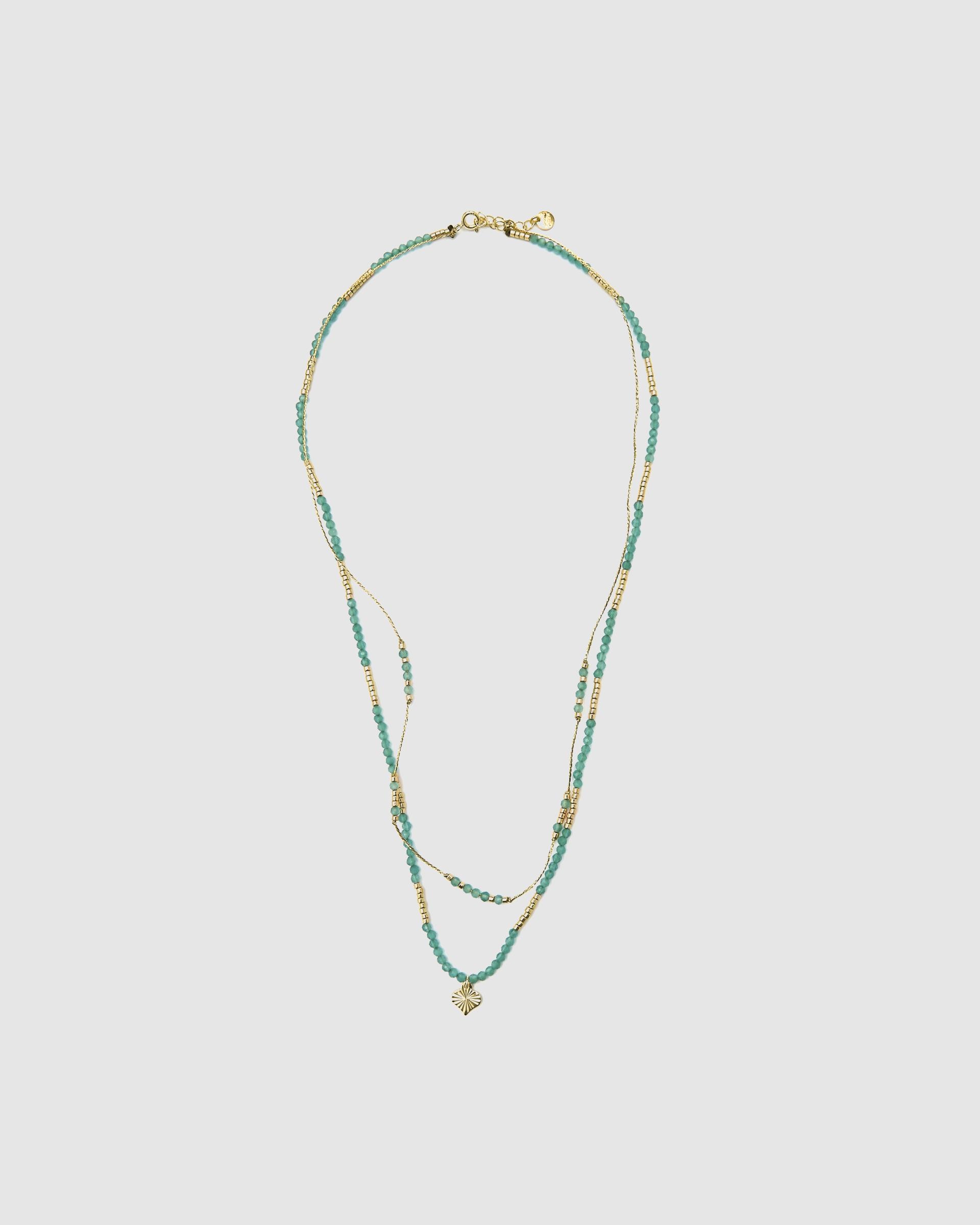 Colar Pide Un Desejo de Prata de Lei 925 com Acabamento em Ouro de 18 Quilates e Zirconita Esmeralda Turquesa-3
