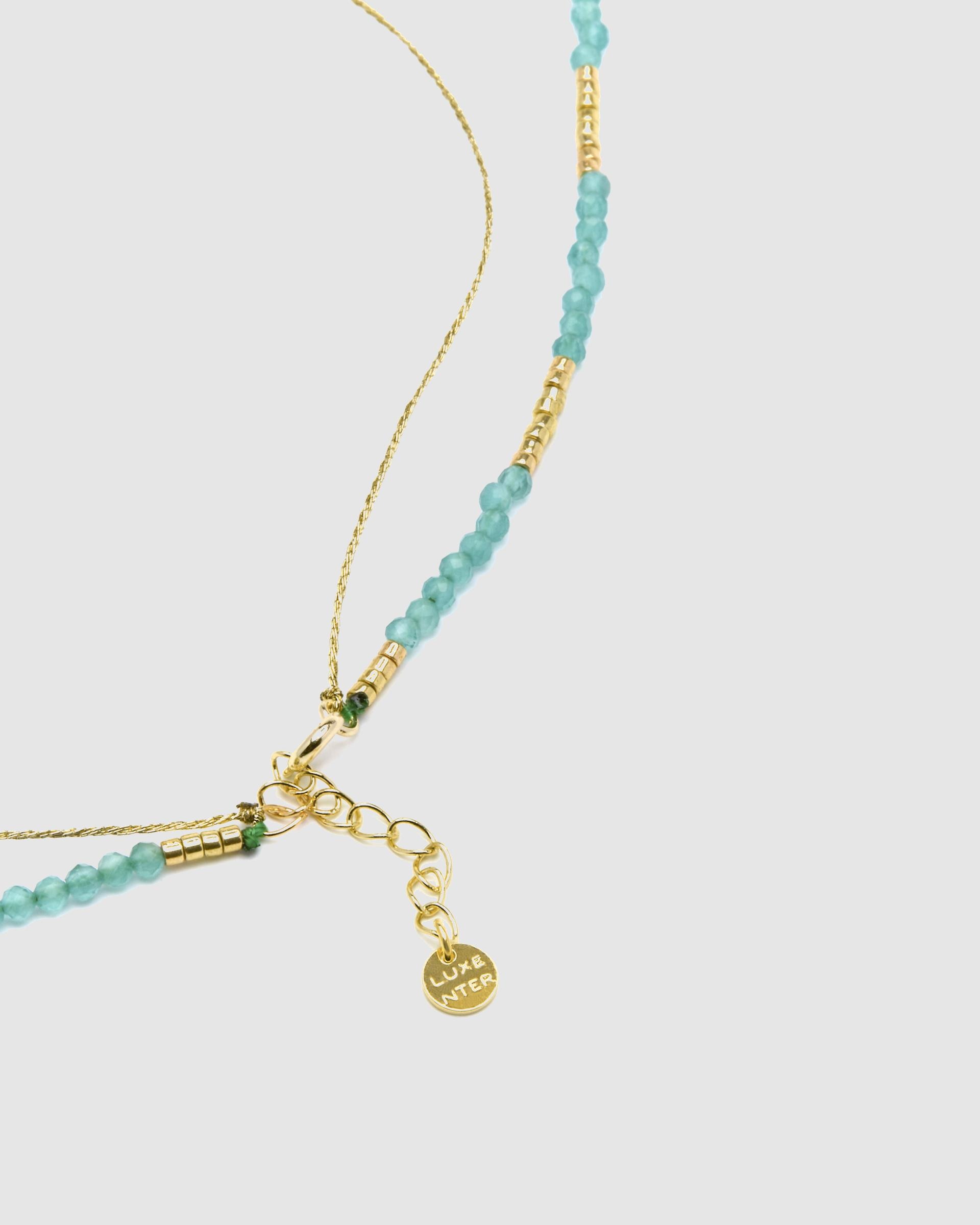 Colar Pide Un Desejo de Prata de Lei 925 com Acabamento em Ouro de 18 Quilates e Zirconita Esmeralda Turquesa-6