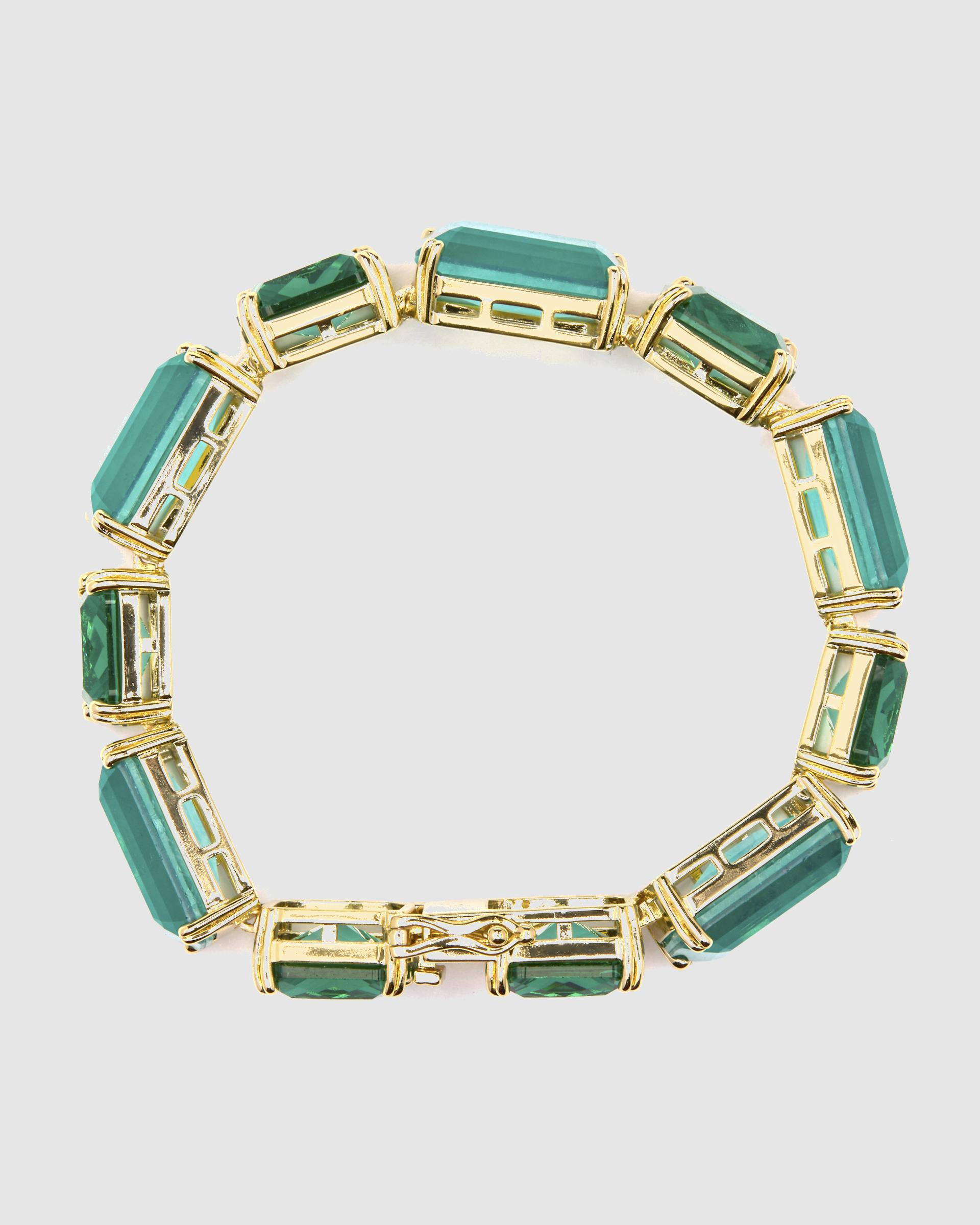 Pulseira de Corrente Atelier de Prata de Lei 925 Acabada em Ouro de 18 Quilates com Quartzo Hidrotermal Verde Paraíba Verde-3