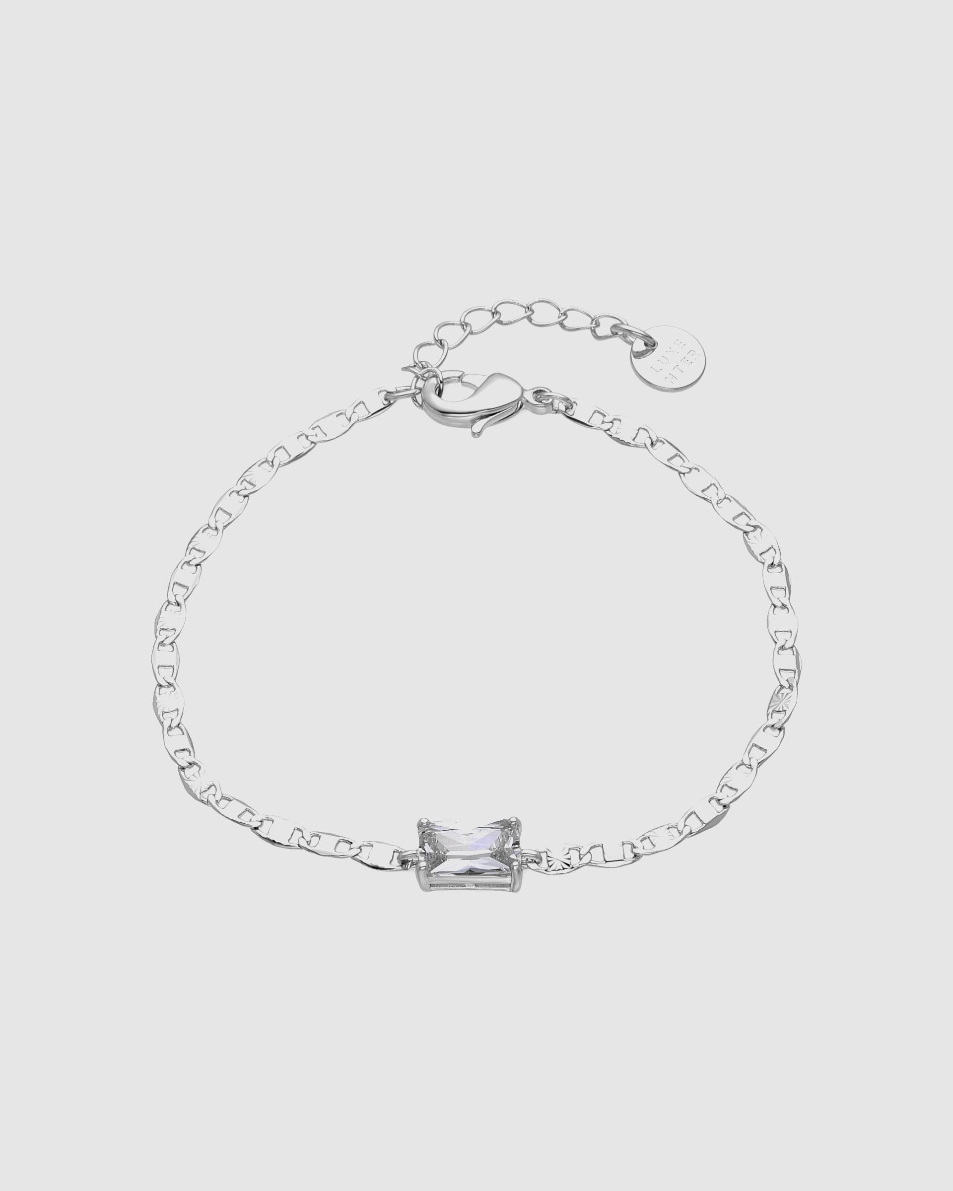 Pulseira de Corrente Momentos para Brilhar de Prata de Lei 925 Acabada em Ródio com Zirconita Brilhante Ouro-1
