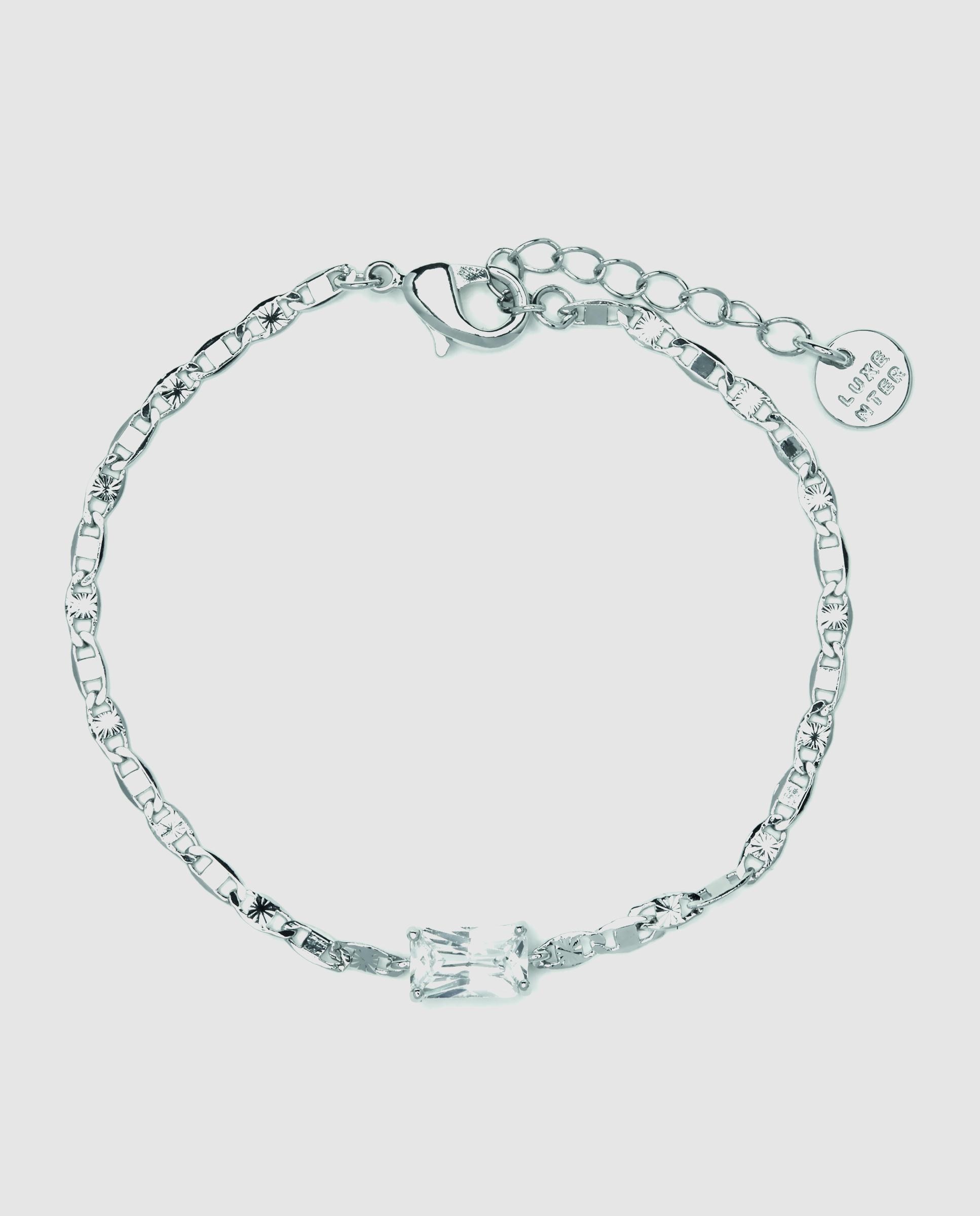 Pulseira de Corrente Momentos para Brilhar de Prata de Lei 925 Acabada em Ródio com Zirconita Brilhante Ouro-4