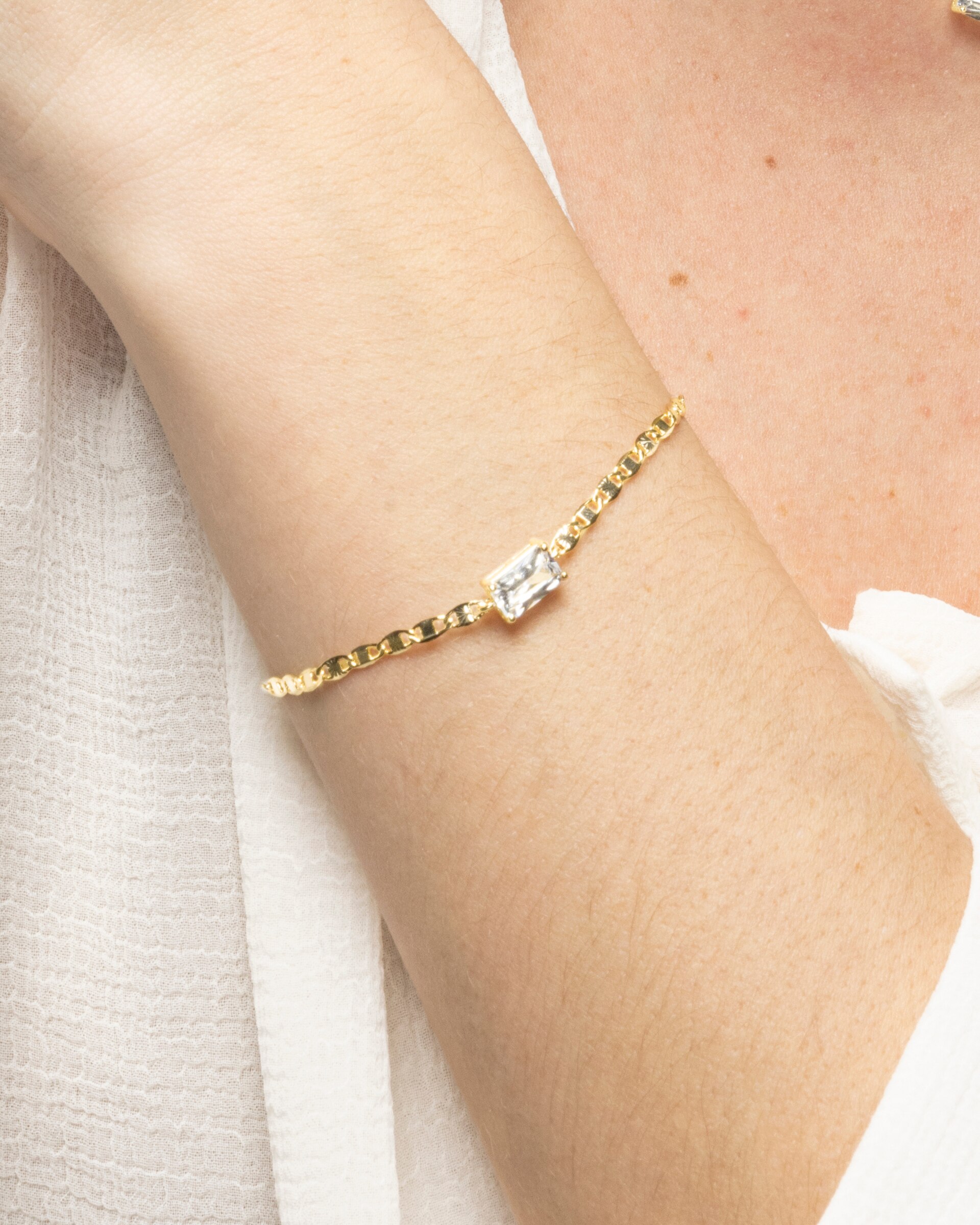 Pulseira Momentos para Brilhar de Prata de Lei 925 Acabada em Ouro de 18 Quilates com Zirconita Brilhante Ouro-4