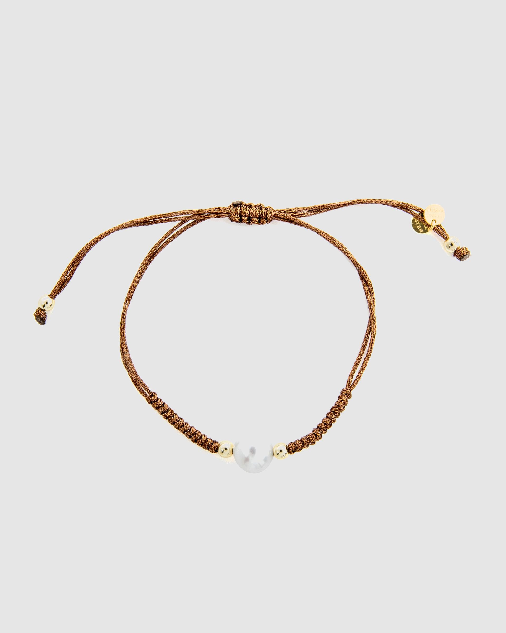 Pulseira de Cordão e Fio Acabada em Ouro de 18 Quilates com Pérola Ouro-4