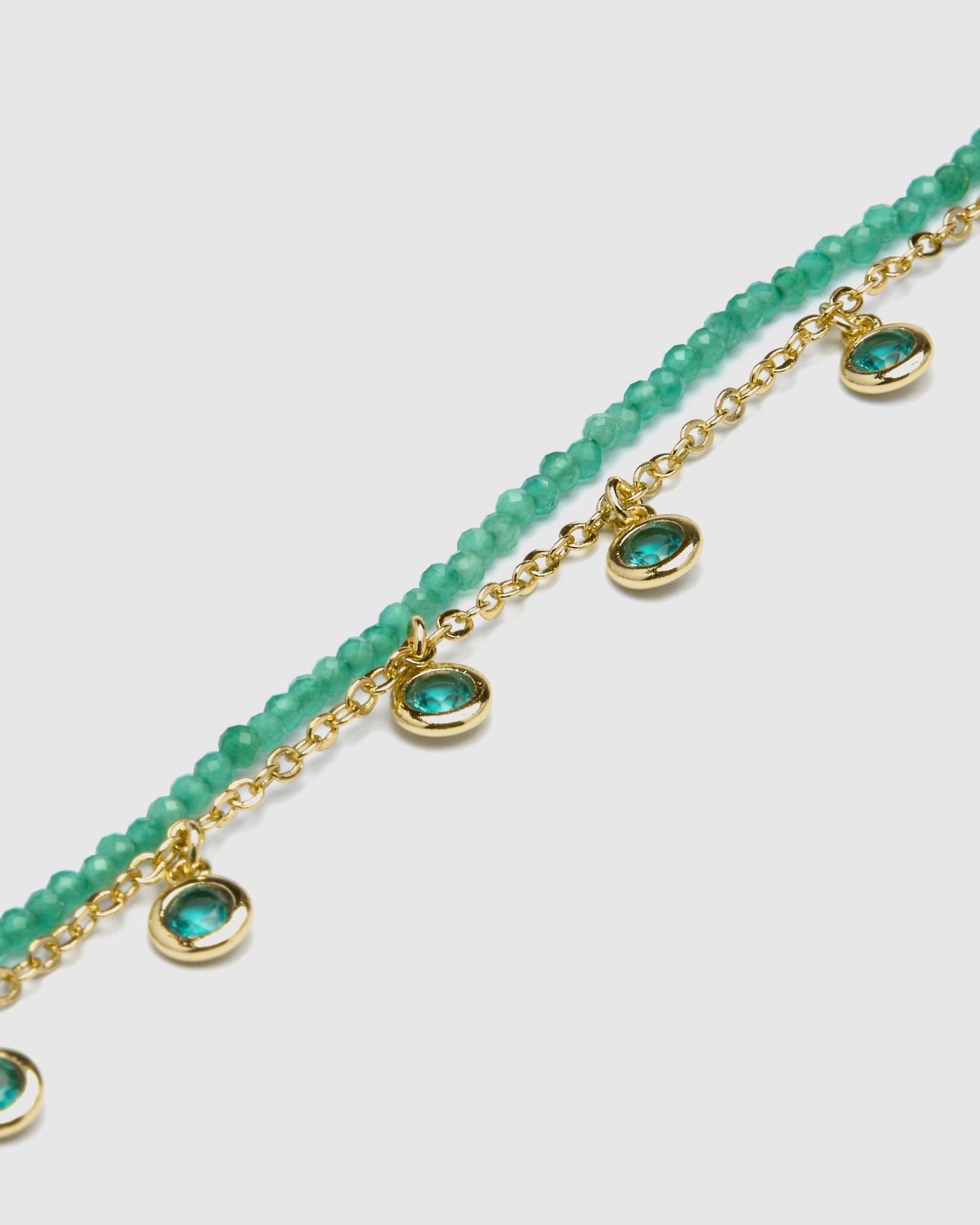 Pulseira de Corrente Trendy de Prata de Lei 925 Acabada em Ouro de 18 Quilates com Zirconita Esmeralda Ouro-5