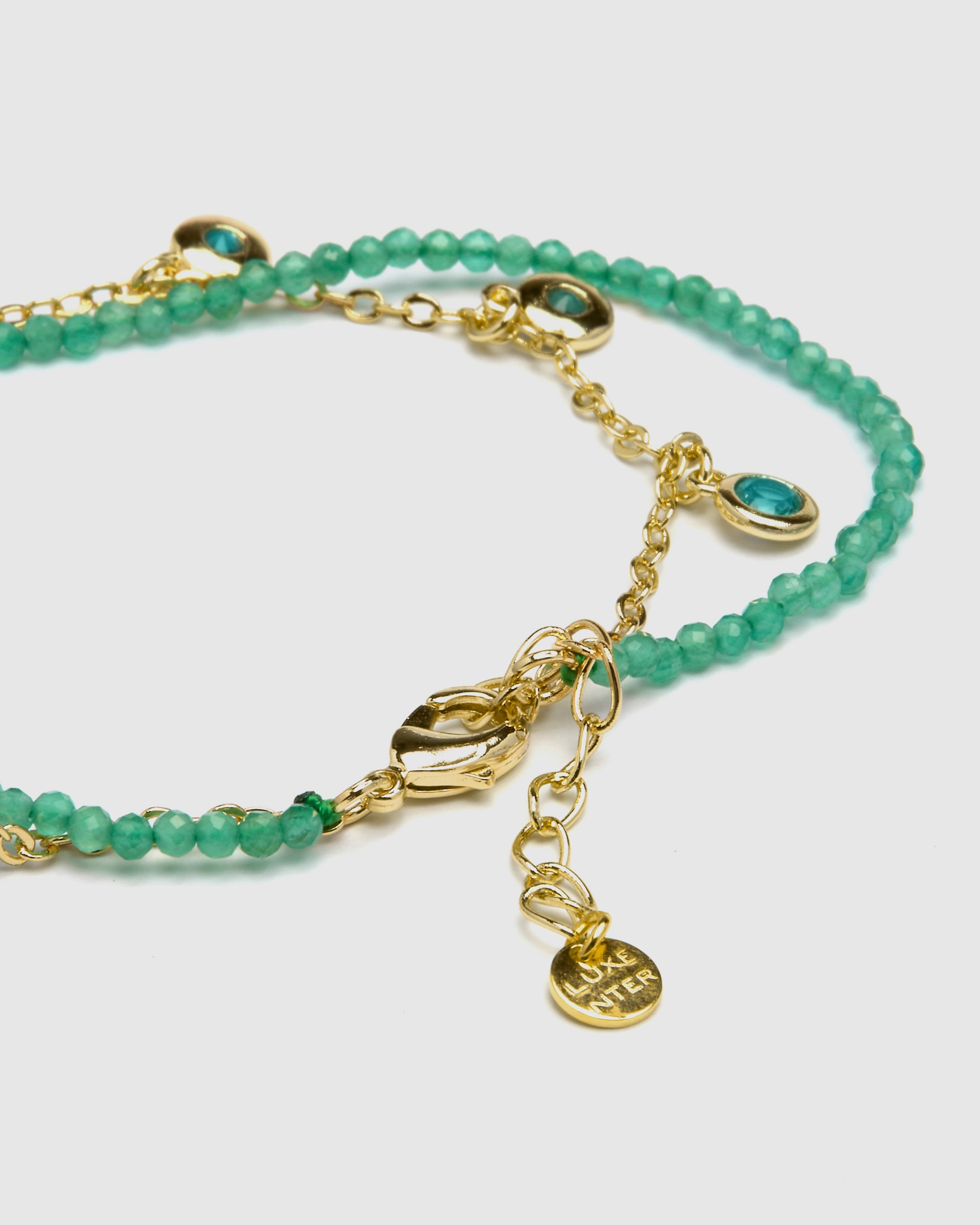 Pulseira de Corrente Trendy de Prata de Lei 925 Acabada em Ouro de 18 Quilates com Zirconita Esmeralda Ouro-6