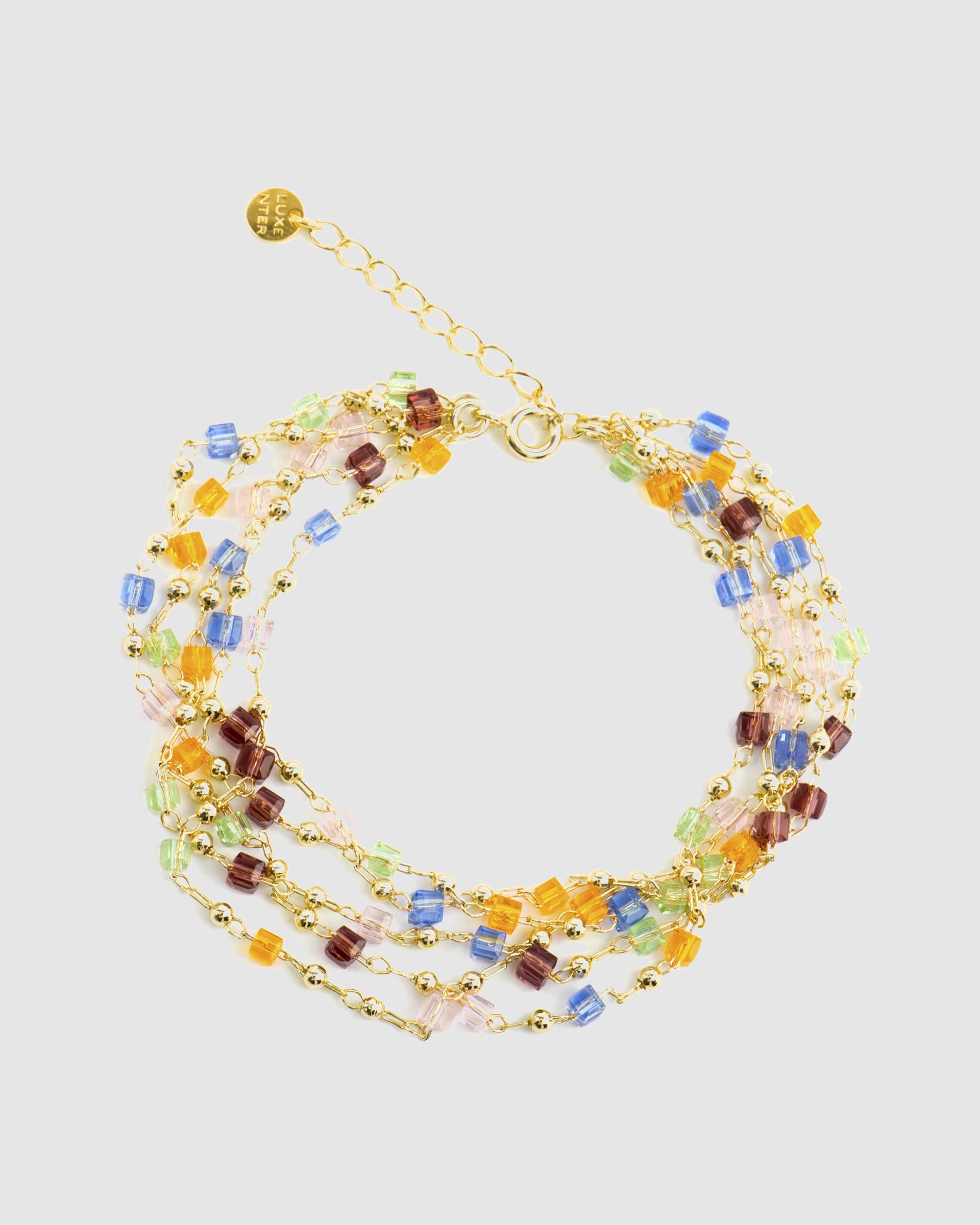 Pulseira de Corrente Atelier de Prata de Lei 925 com Acabamento em Ouro de 18 Quilates com Quartzo Hidrotermal Multicolor Ouro-3