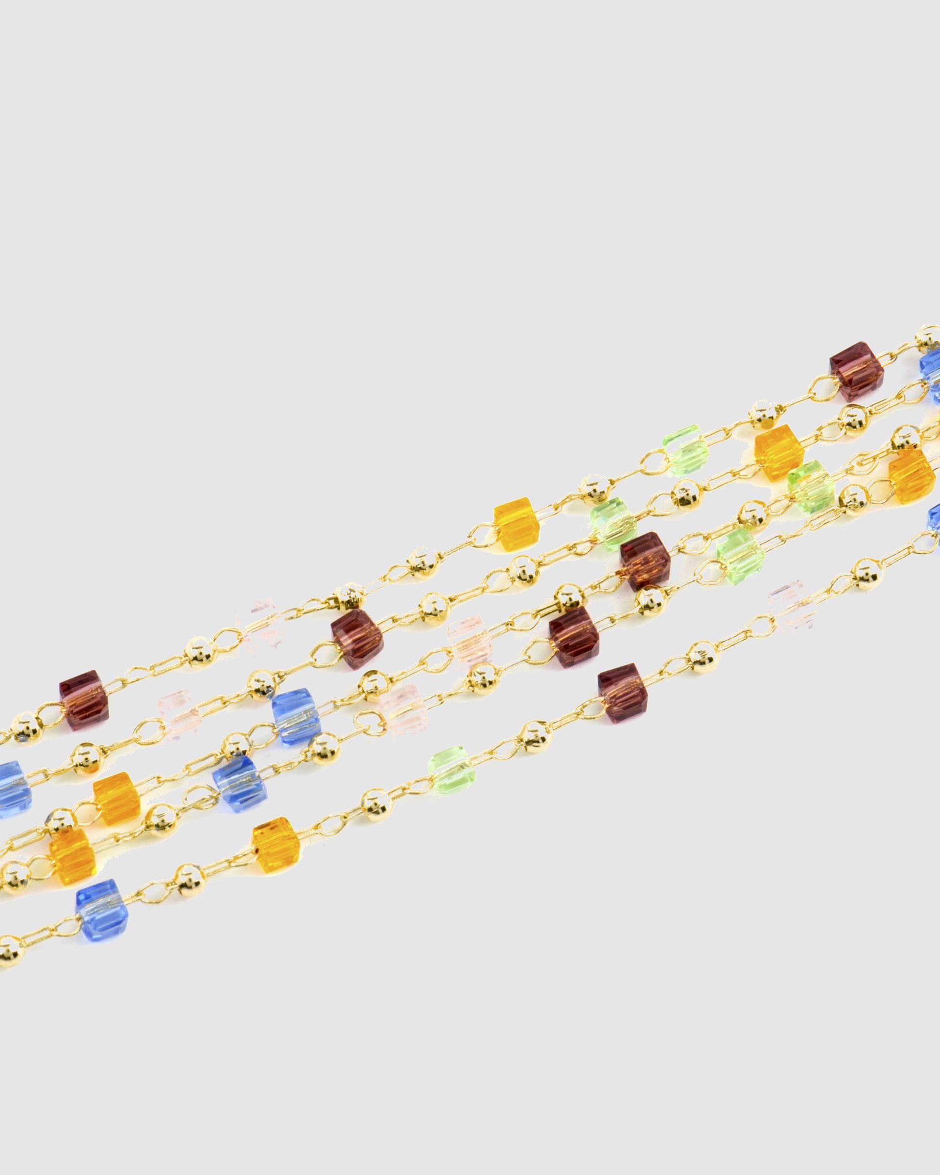 Pulseira de Corrente Atelier de Prata de Lei 925 com Acabamento em Ouro de 18 Quilates com Quartzo Hidrotermal Multicolor Ouro-5
