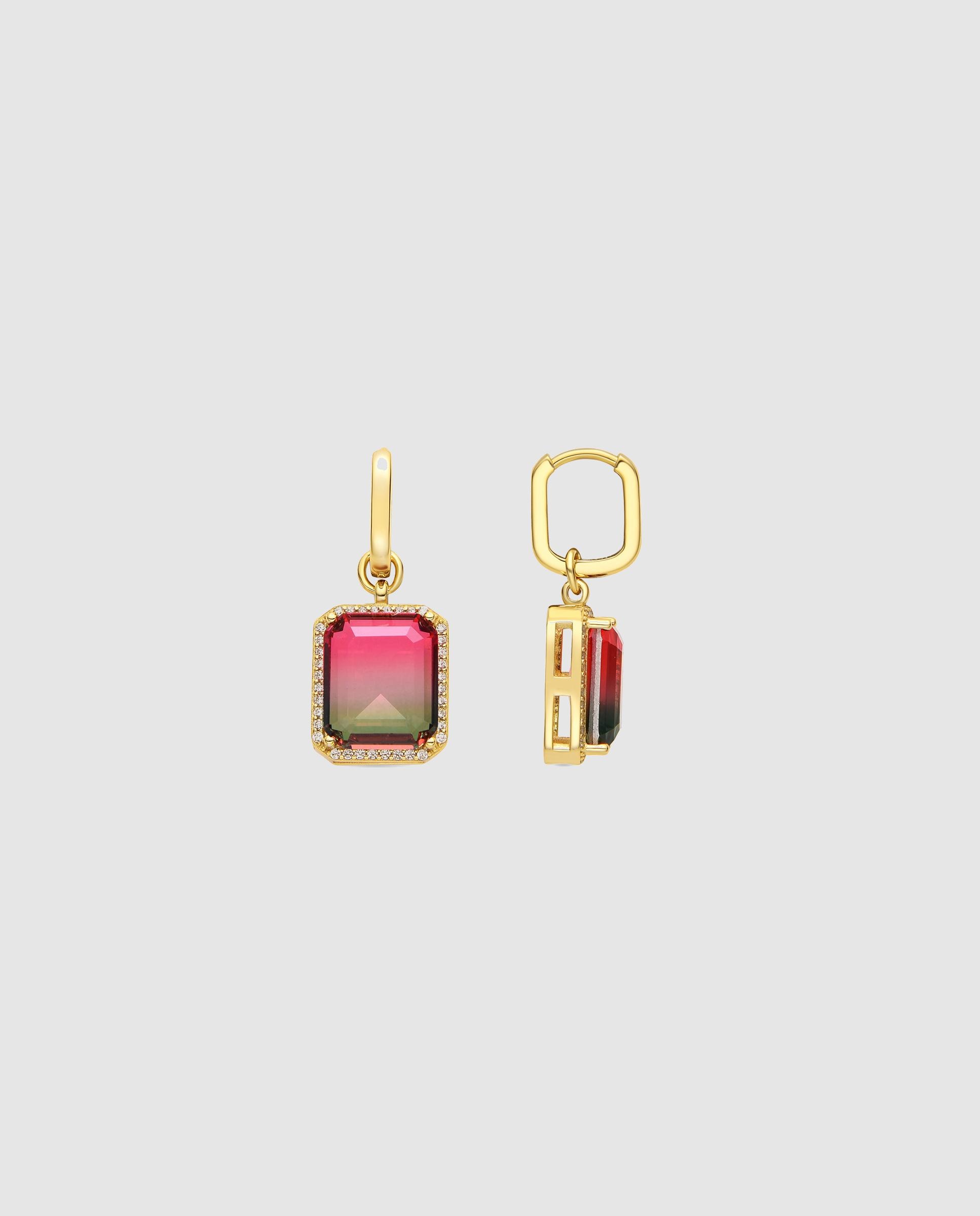 Brincos Atelier de Prata de Lei 925 com Acabamentos em Ouro de 18 Quilates com Quartzo Hidrotermal Turmalina Ouro-1