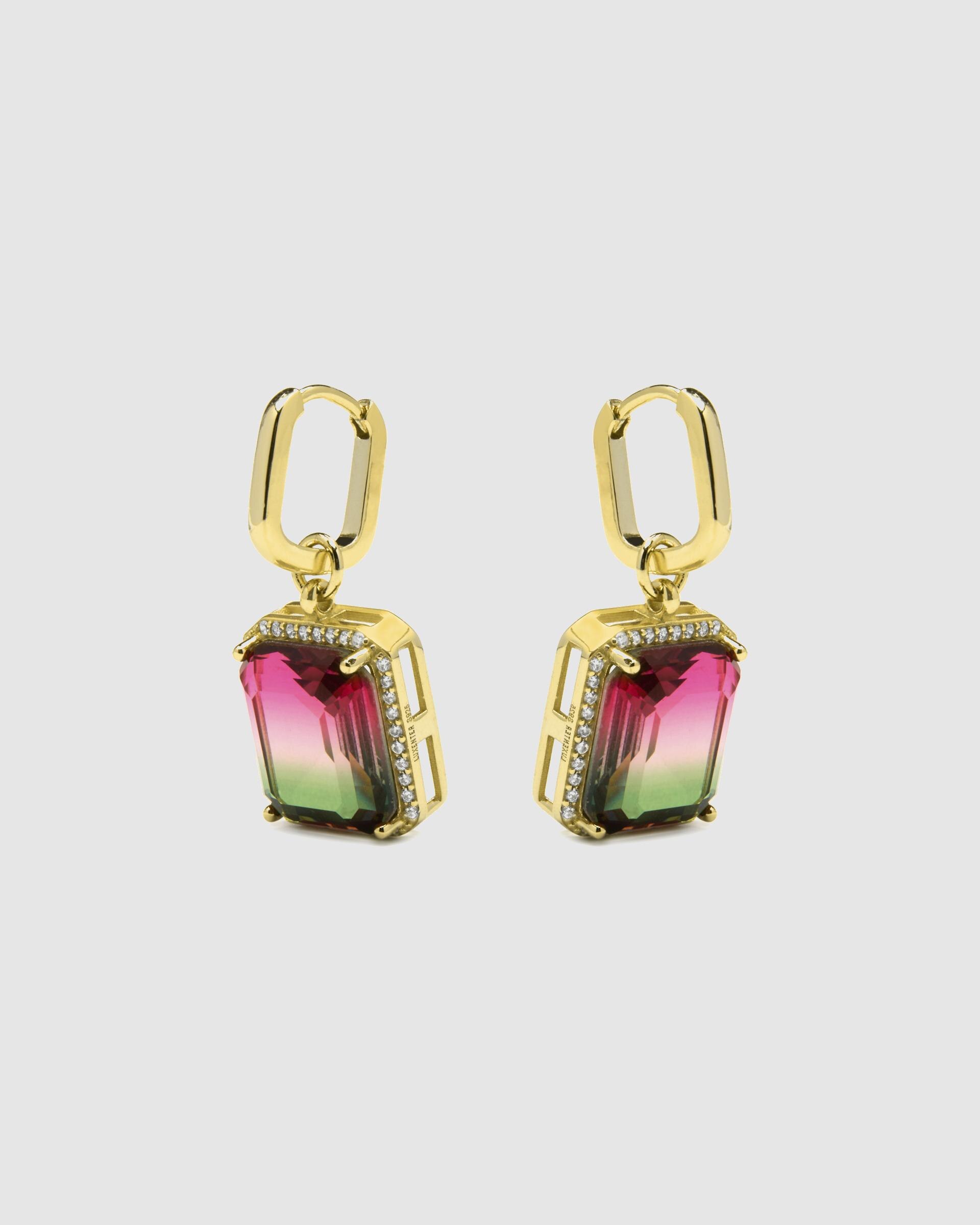 Brincos Atelier de Prata de Lei 925 com Acabamentos em Ouro de 18 Quilates com Quartzo Hidrotermal Turmalina Ouro-3