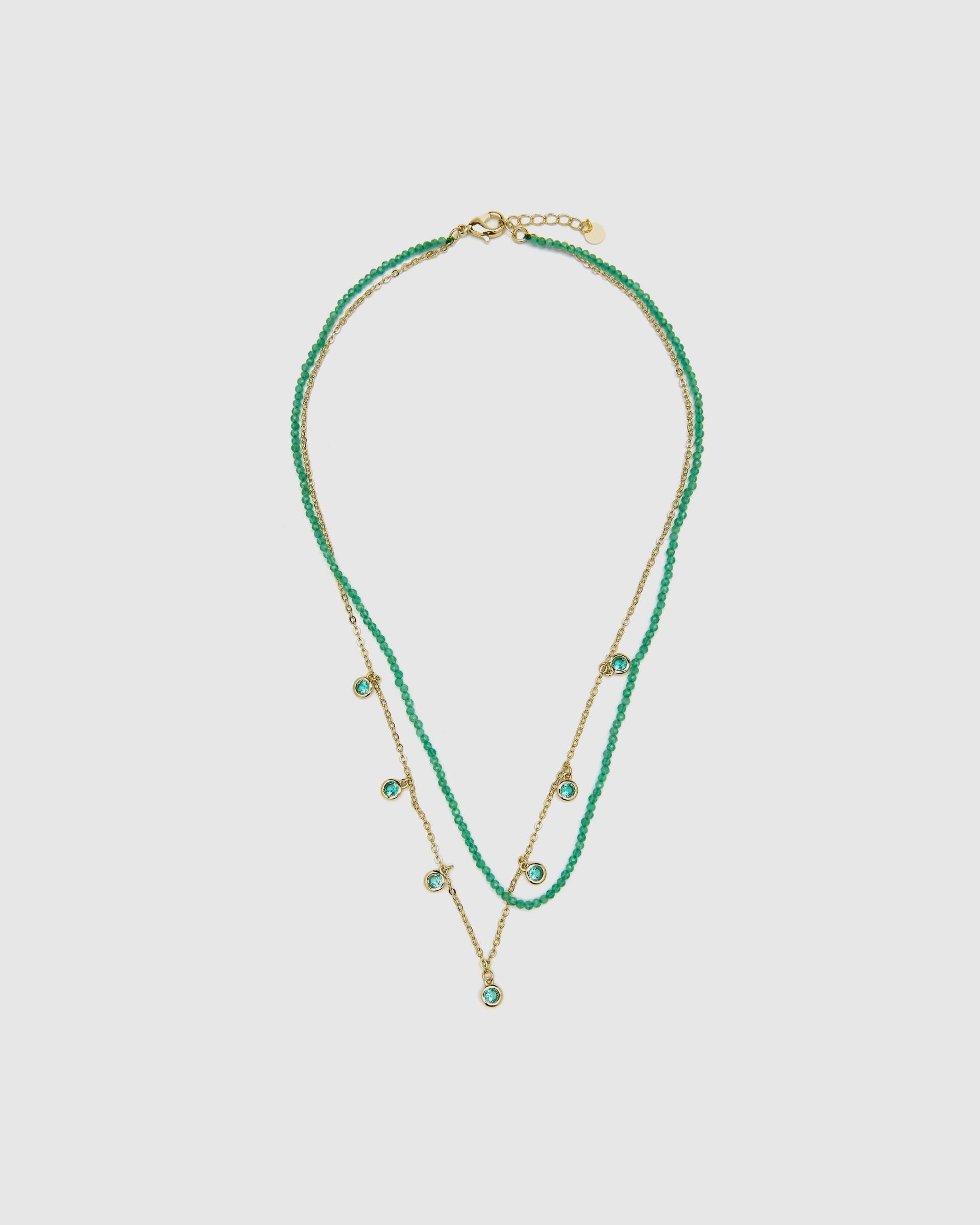 Colar Trendy de Prata de Lei 925 com Acabamento em Ouro de 18 Quilates e Zirconita Esmeralda Ouro-3
