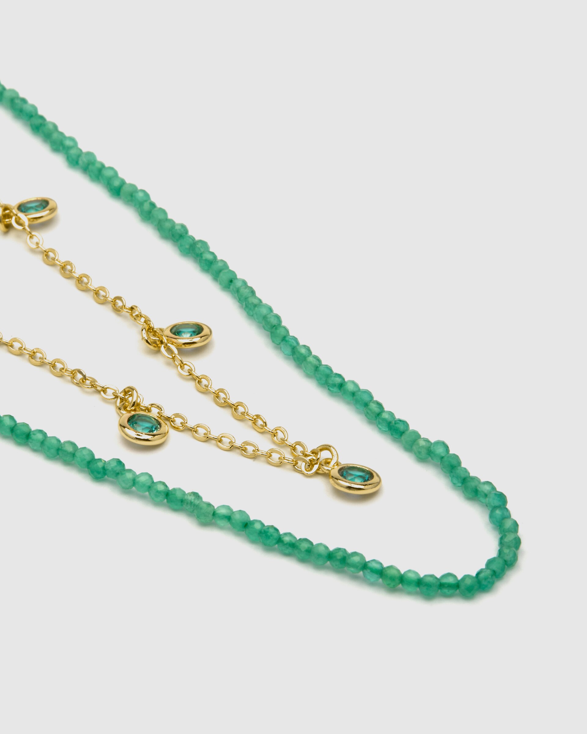 Colar Trendy de Prata de Lei 925 com Acabamento em Ouro de 18 Quilates e Zirconita Esmeralda Ouro-5