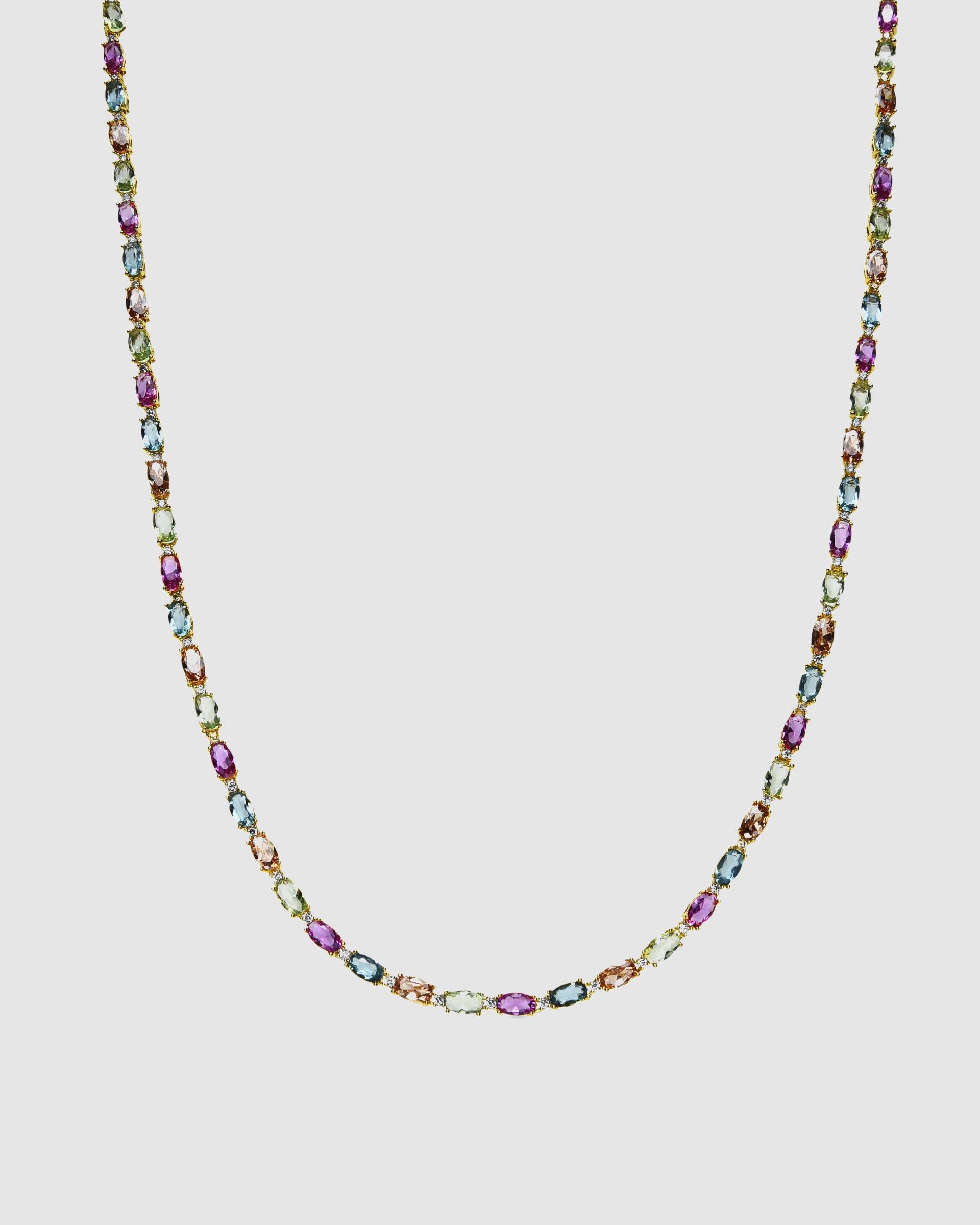 Colar Atelier de Prata de Lei 925 com Acabamento em Ouro de 18 Quilates e Zirconita Multicolor Ouro-1