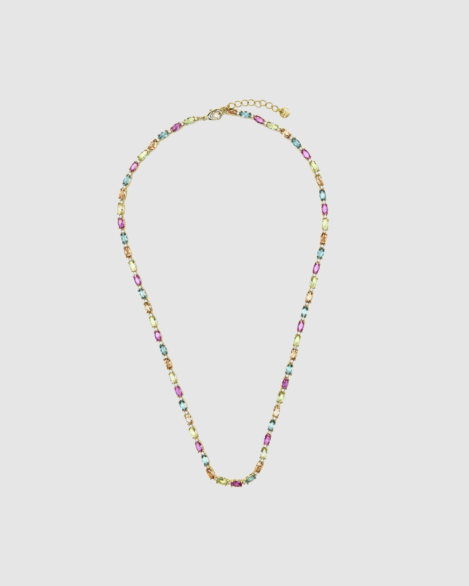 Colar Atelier de Prata de Lei 925 com Acabamento em Ouro de 18 Quilates e Zirconita Multicolor Ouro-3