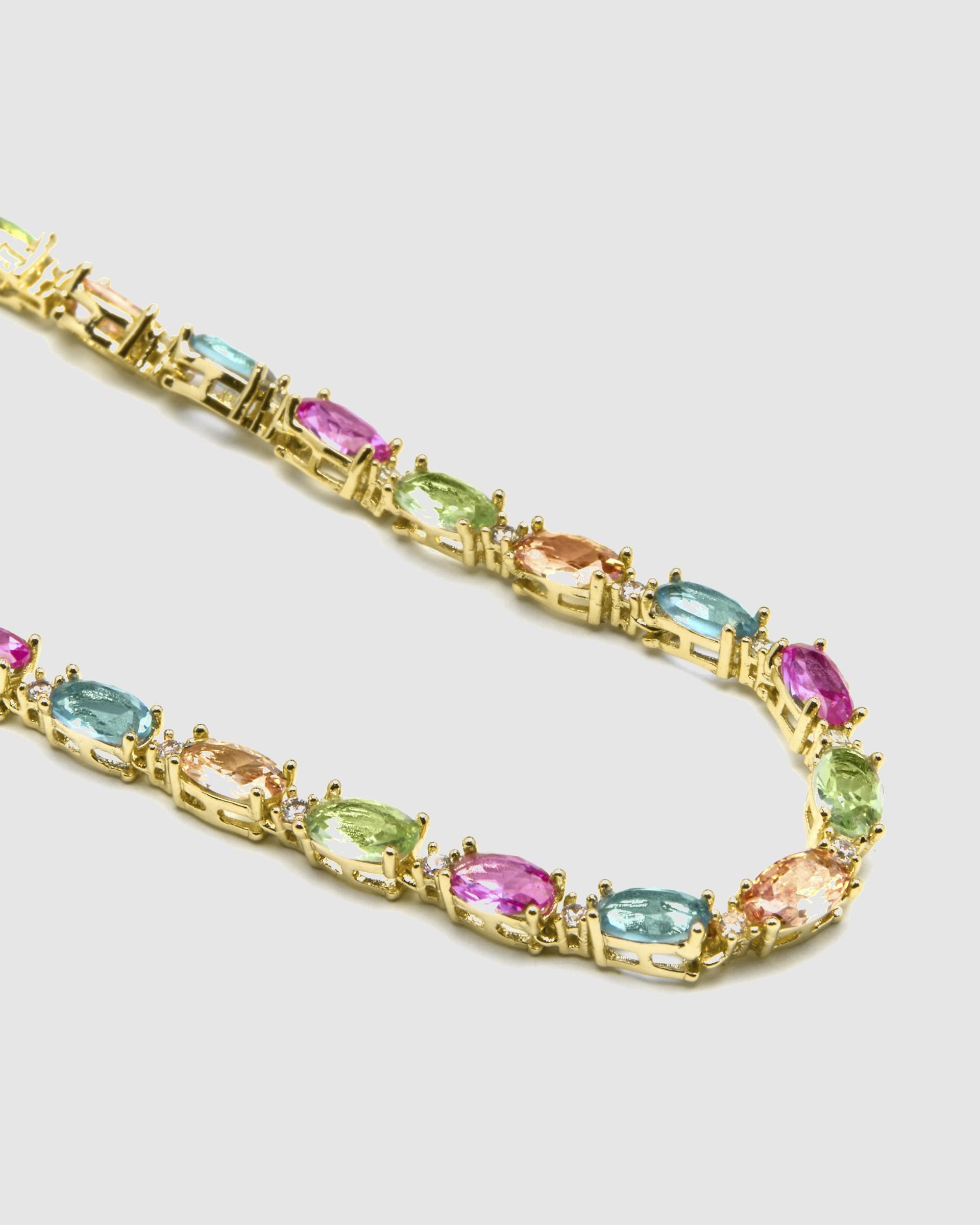 Colar Atelier de Prata de Lei 925 com Acabamento em Ouro de 18 Quilates e Zirconita Multicolor Ouro-5