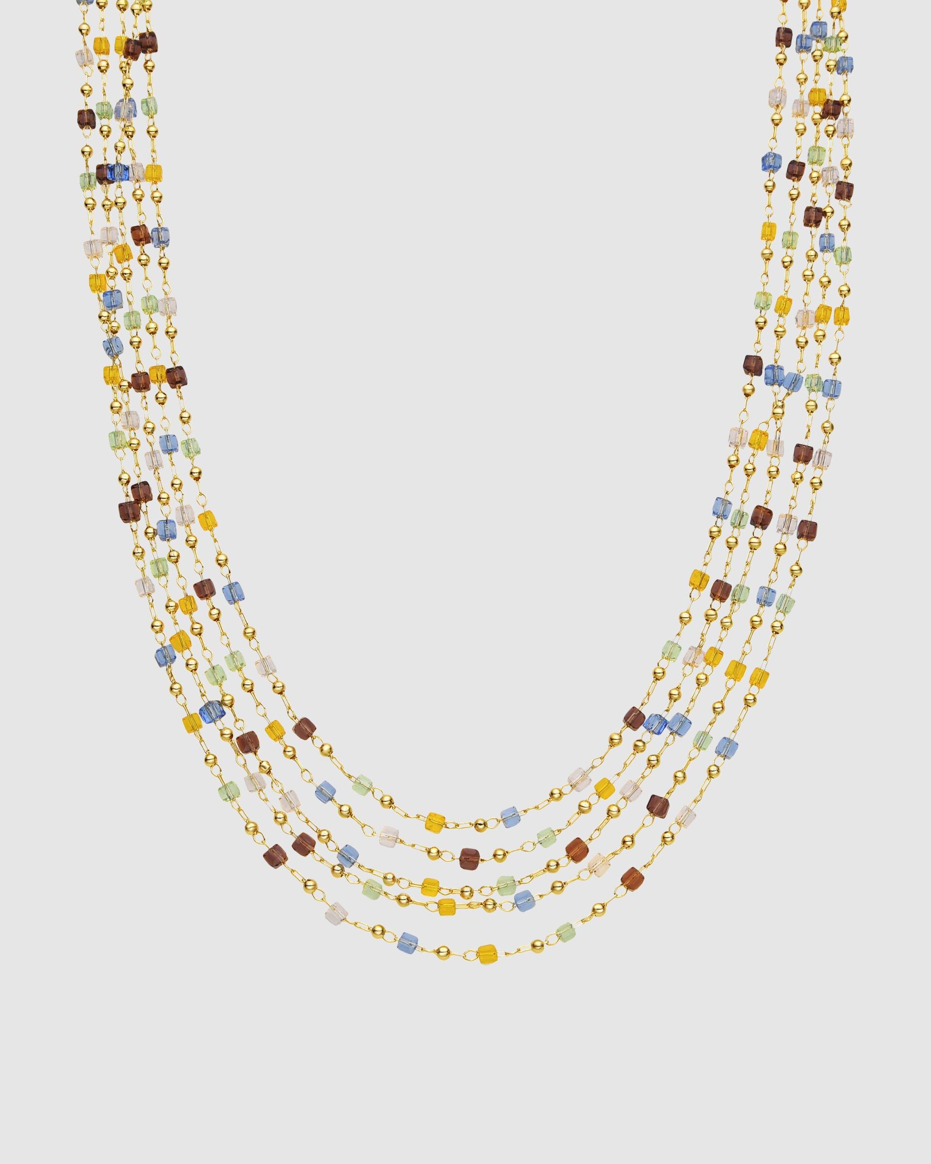 Colar Atelier de Prata de Lei 925 com Acabamento em Ouro de 18 Quilates e Quartzo Hidrotermal Multicolor Ouro-1