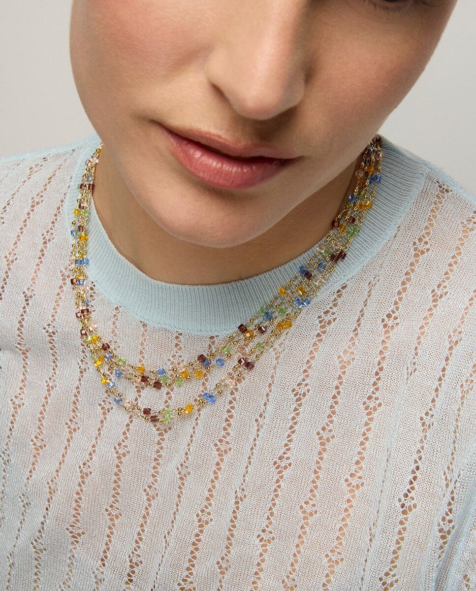 Colar Atelier de Prata de Lei 925 com Acabamento em Ouro de 18 Quilates e Quartzo Hidrotermal Multicolor Ouro-2