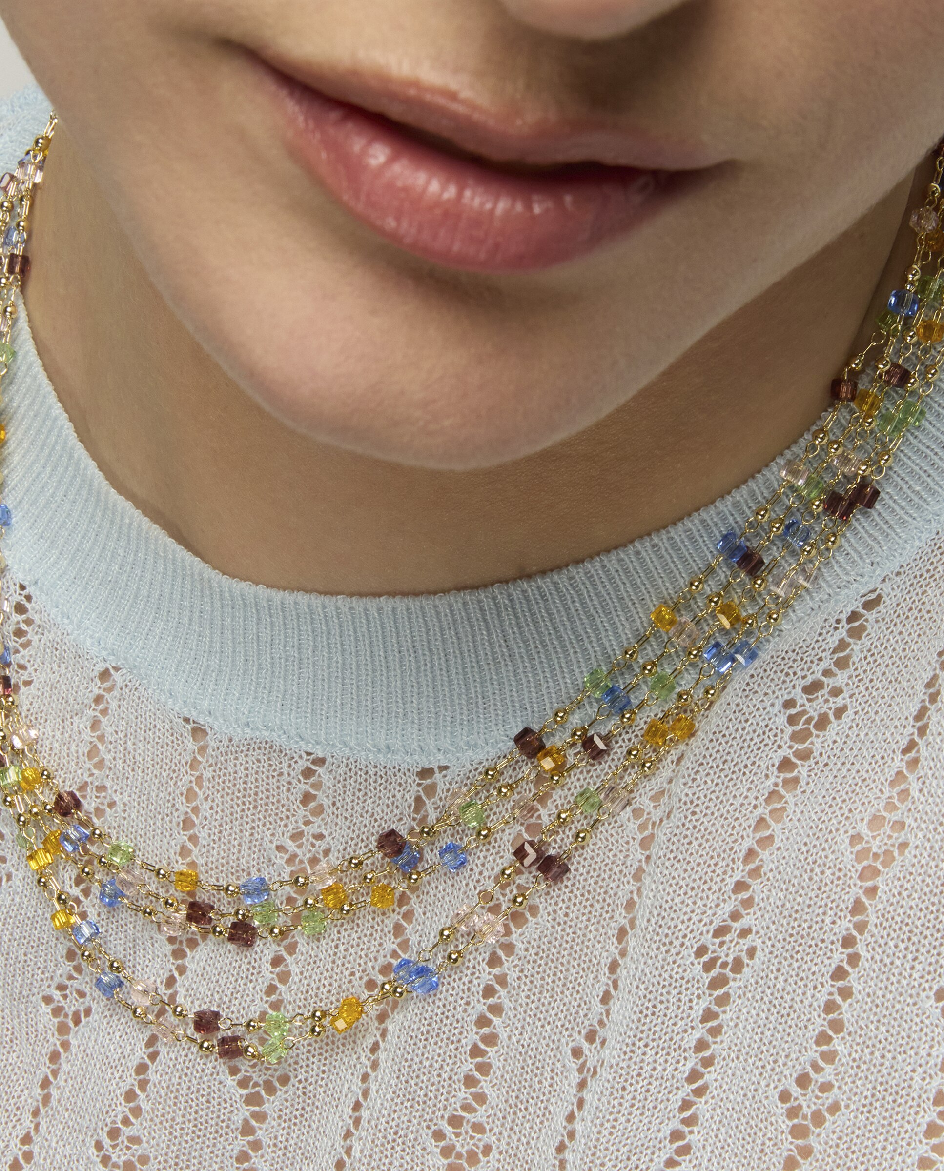 Colar Atelier de Prata de Lei 925 com Acabamento em Ouro de 18 Quilates e Quartzo Hidrotermal Multicolor Ouro-4