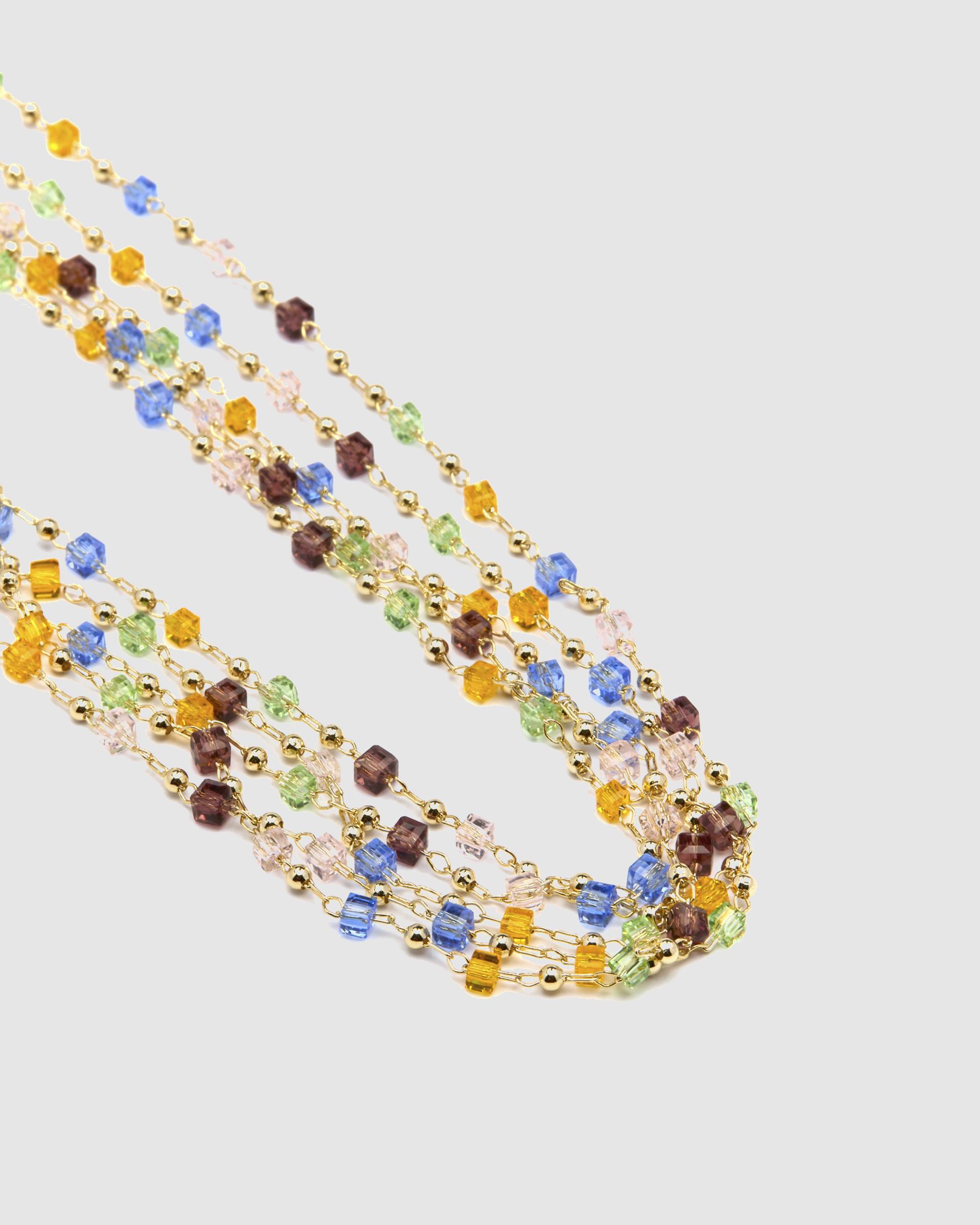 Colar Atelier de Prata de Lei 925 com Acabamento em Ouro de 18 Quilates e Quartzo Hidrotermal Multicolor Ouro-5