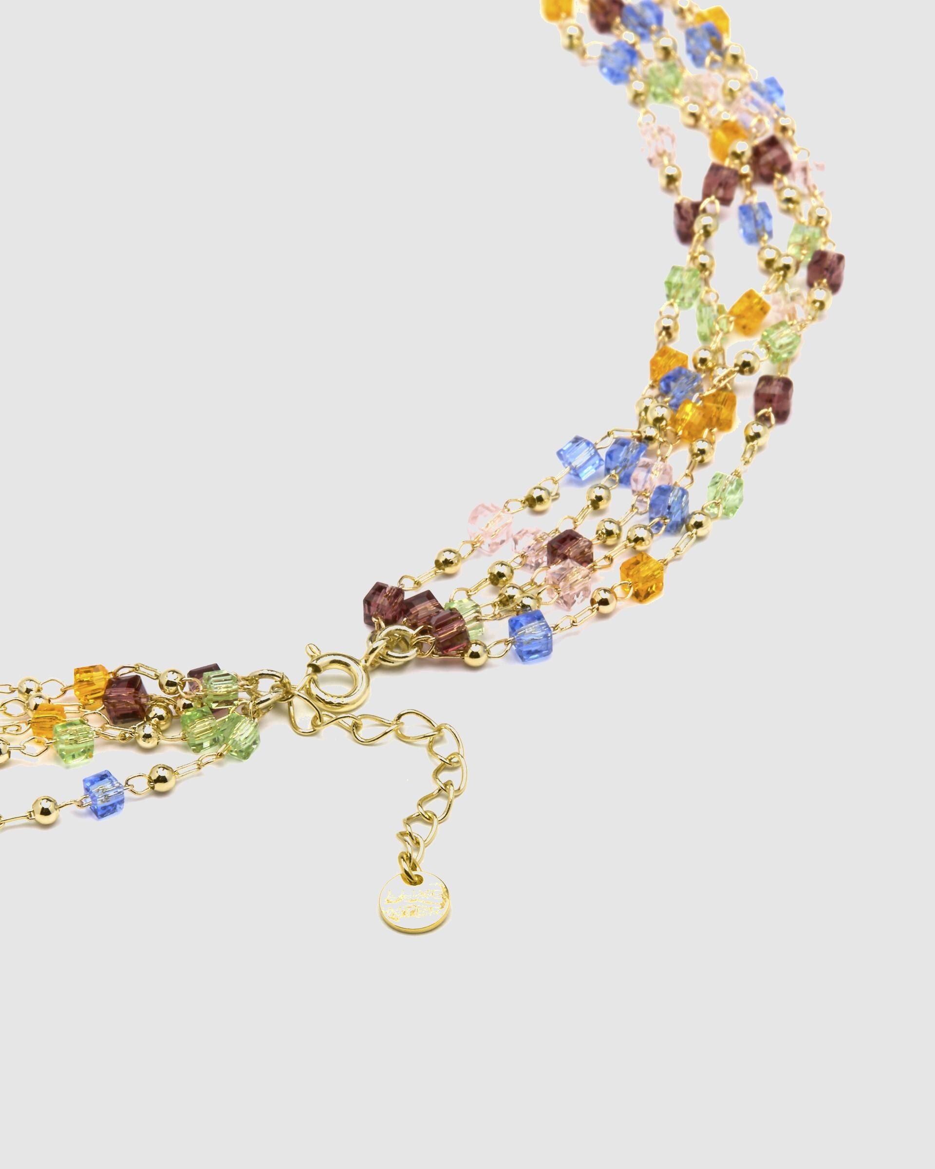 Colar Atelier de Prata de Lei 925 com Acabamento em Ouro de 18 Quilates e Quartzo Hidrotermal Multicolor Ouro-6