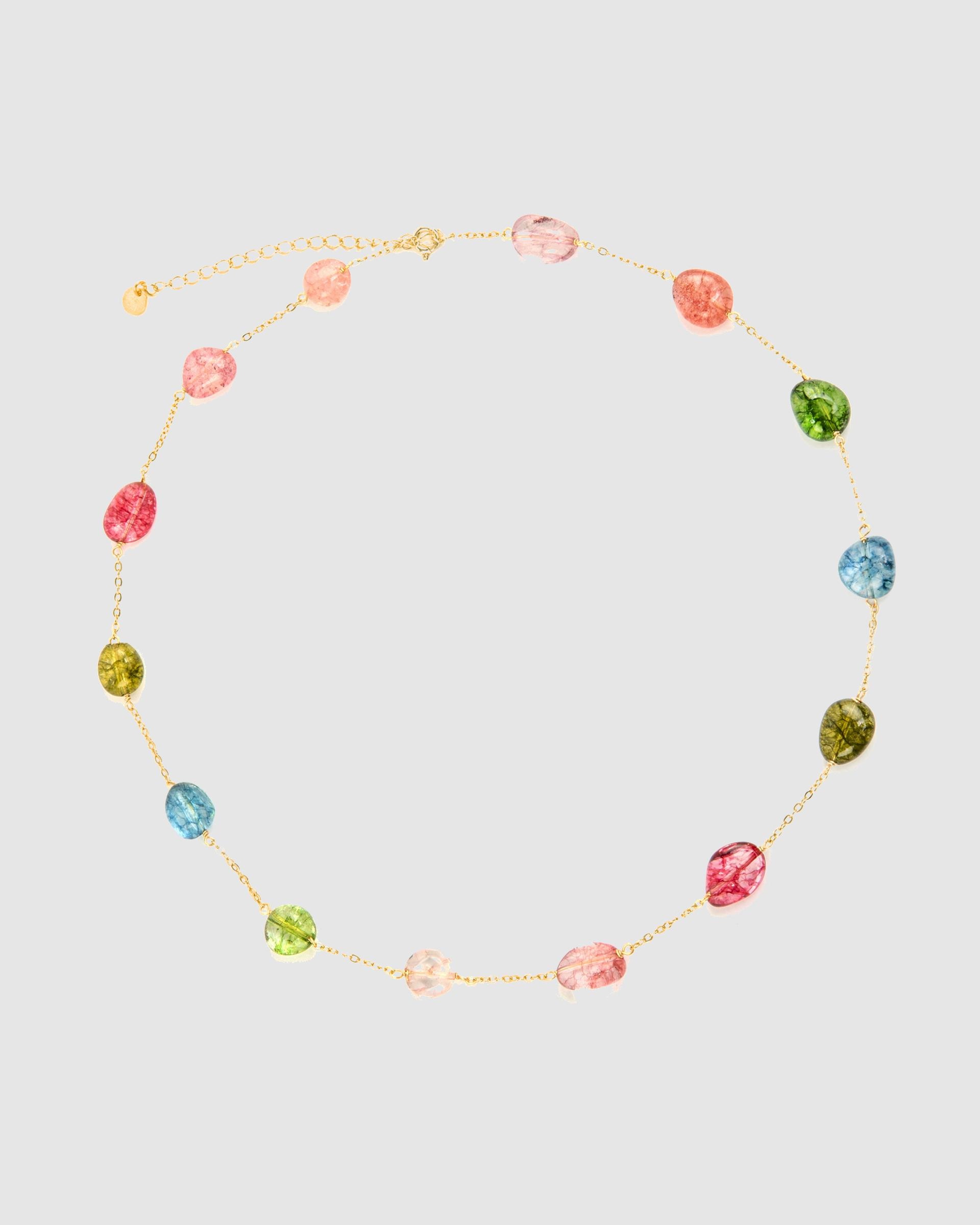 Colar Atelier de Prata de Lei 925 com Acabamento em Ouro de 18 Quilates e Pedra Natural Multicolor Ouro-4