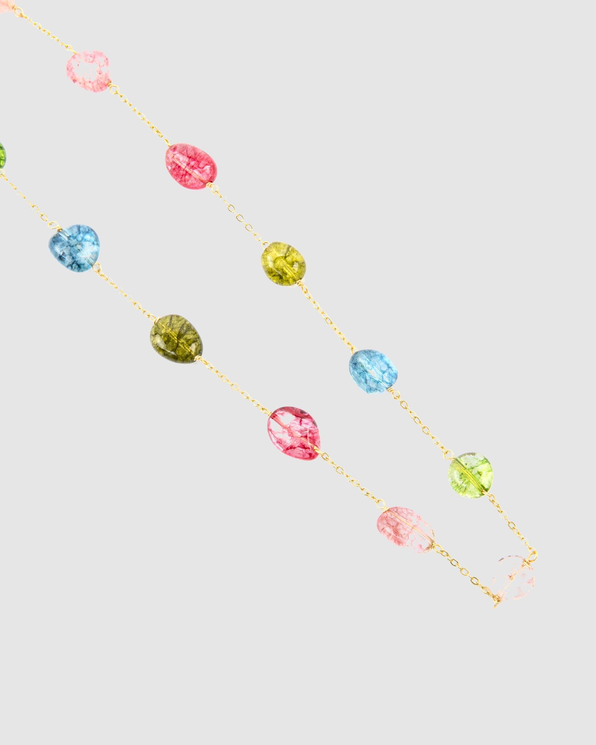 Colar Atelier de Prata de Lei 925 com Acabamento em Ouro de 18 Quilates e Pedra Natural Multicolor Ouro-6